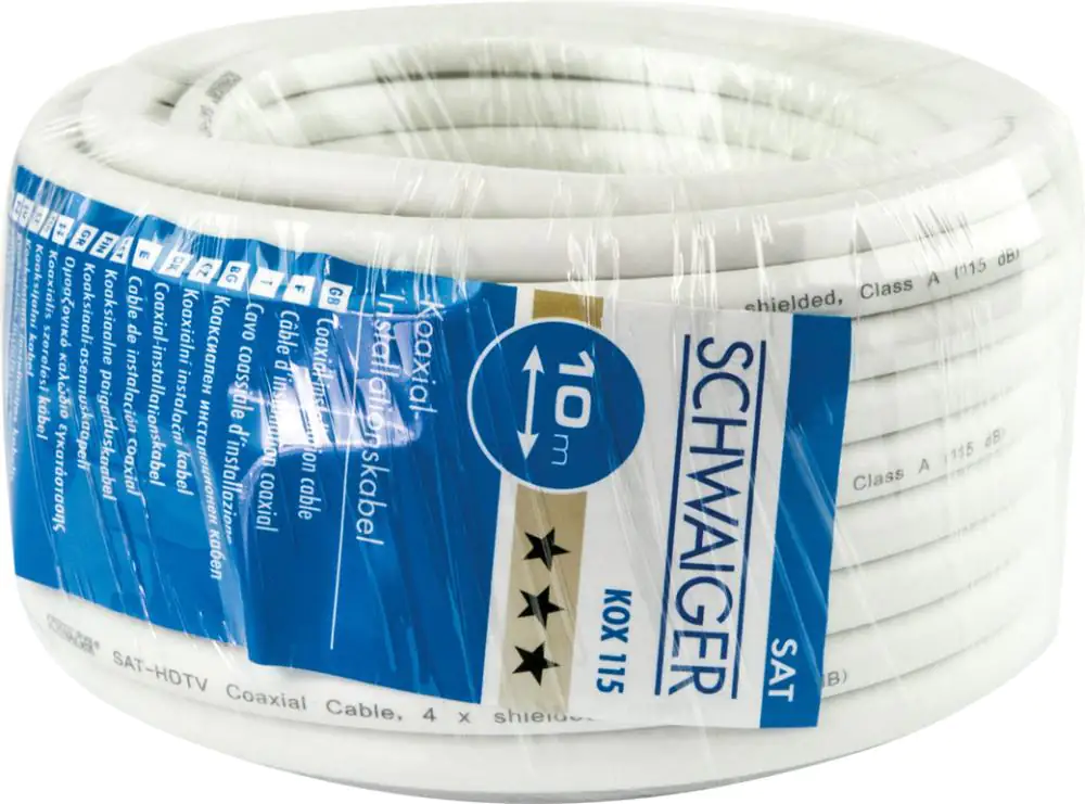 Schwaiger Koaxialkabel KOX11510 052 (115dB) weiß, 10,0m, 4-fach geschirmt, ohne F Stecker Schwaiger Koaxialkabel KOX11510 052 (115dB) weiß, 10,0m, 4-fach geschirmt, ohne F Stecker