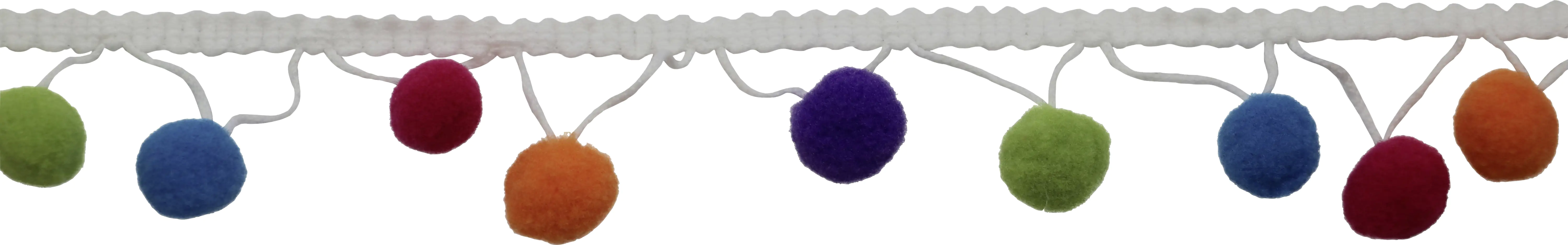 Glorex Pompon Girlande 1 m weißes Band bunt, 1 m, weißes Band