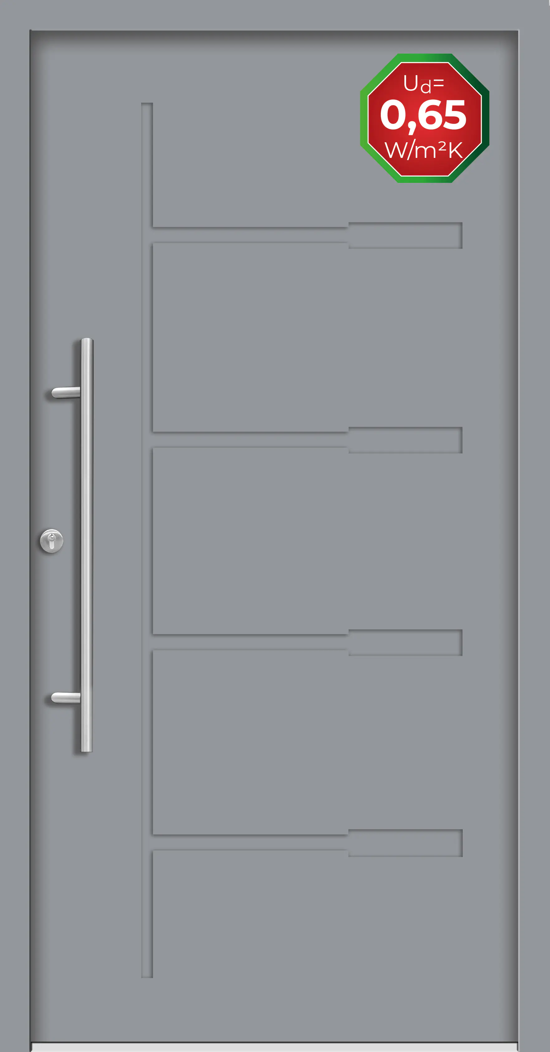 Splendoor Haustür Passivedoor Premium H1 Grau DIN Links 100 x 210 cm