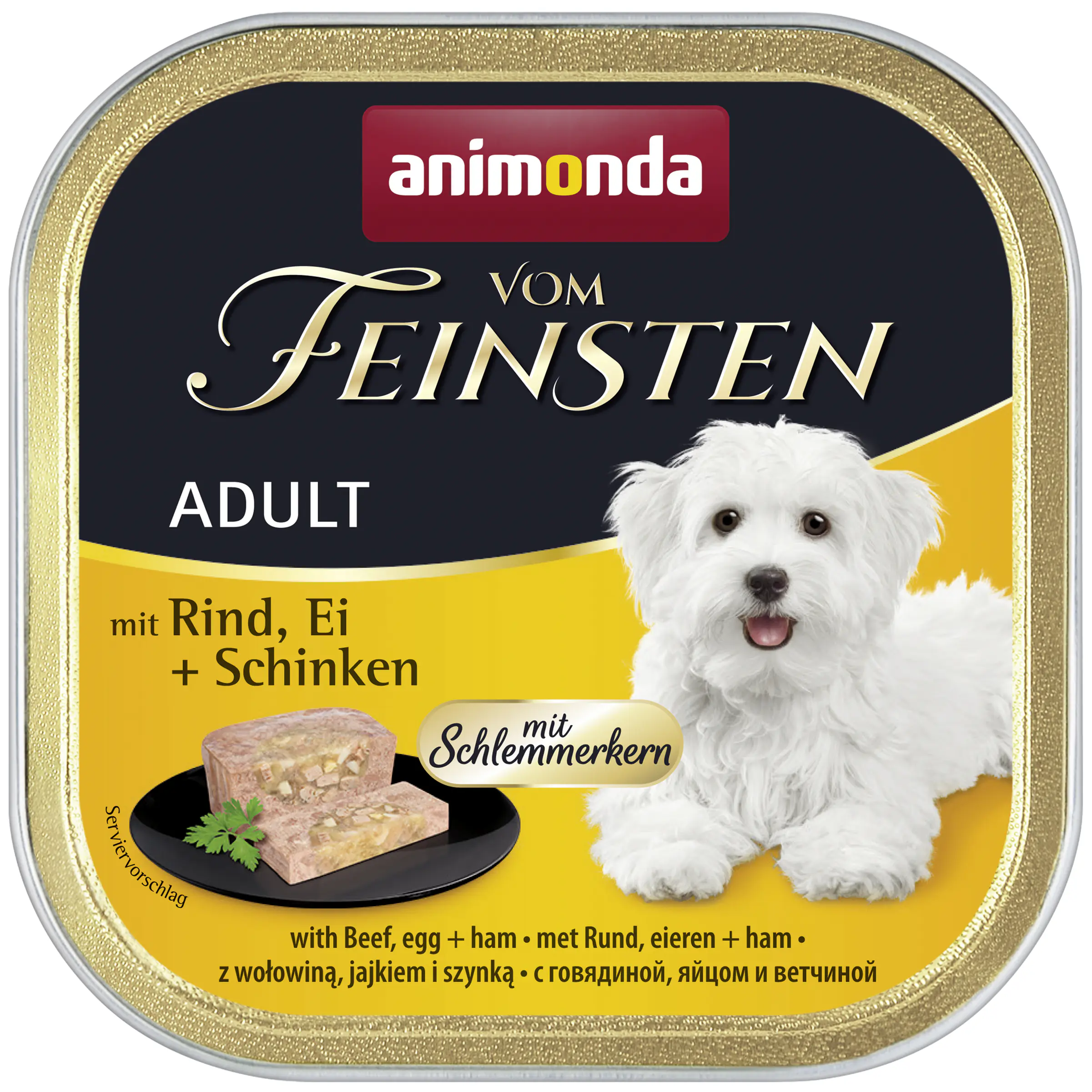 Animonda vom Feinsten mit Schlemmerkern Hundenassfutter Adult 150 g Rind, Ei & Schinken
