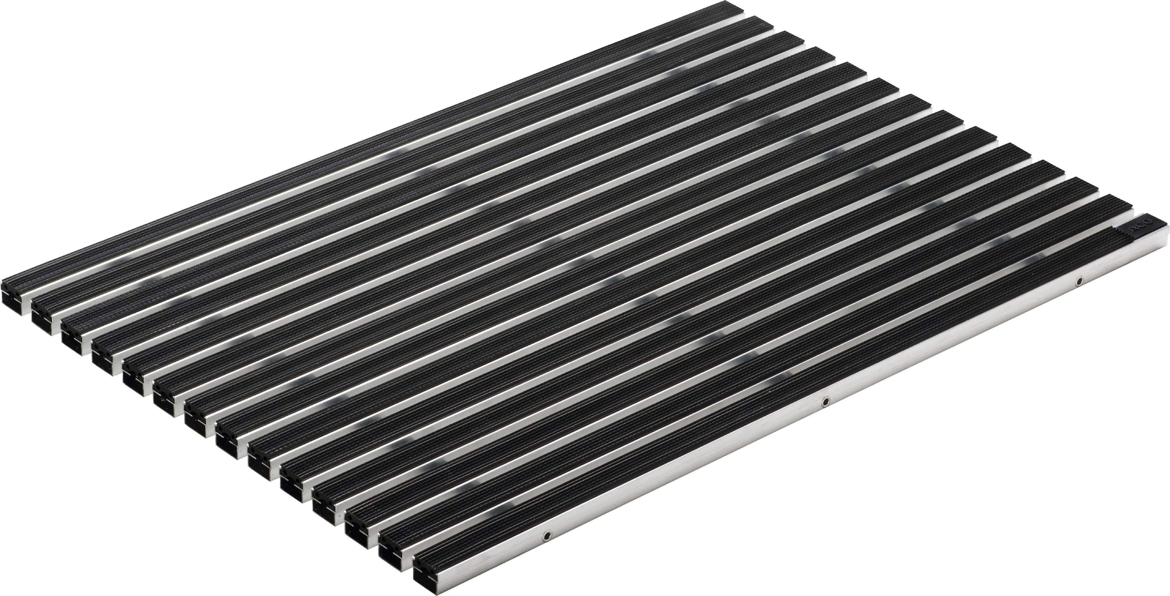 ACO Schuhabstreifermatte Alu schwarz, mit Gummistreifen, 75 x 50 cm
