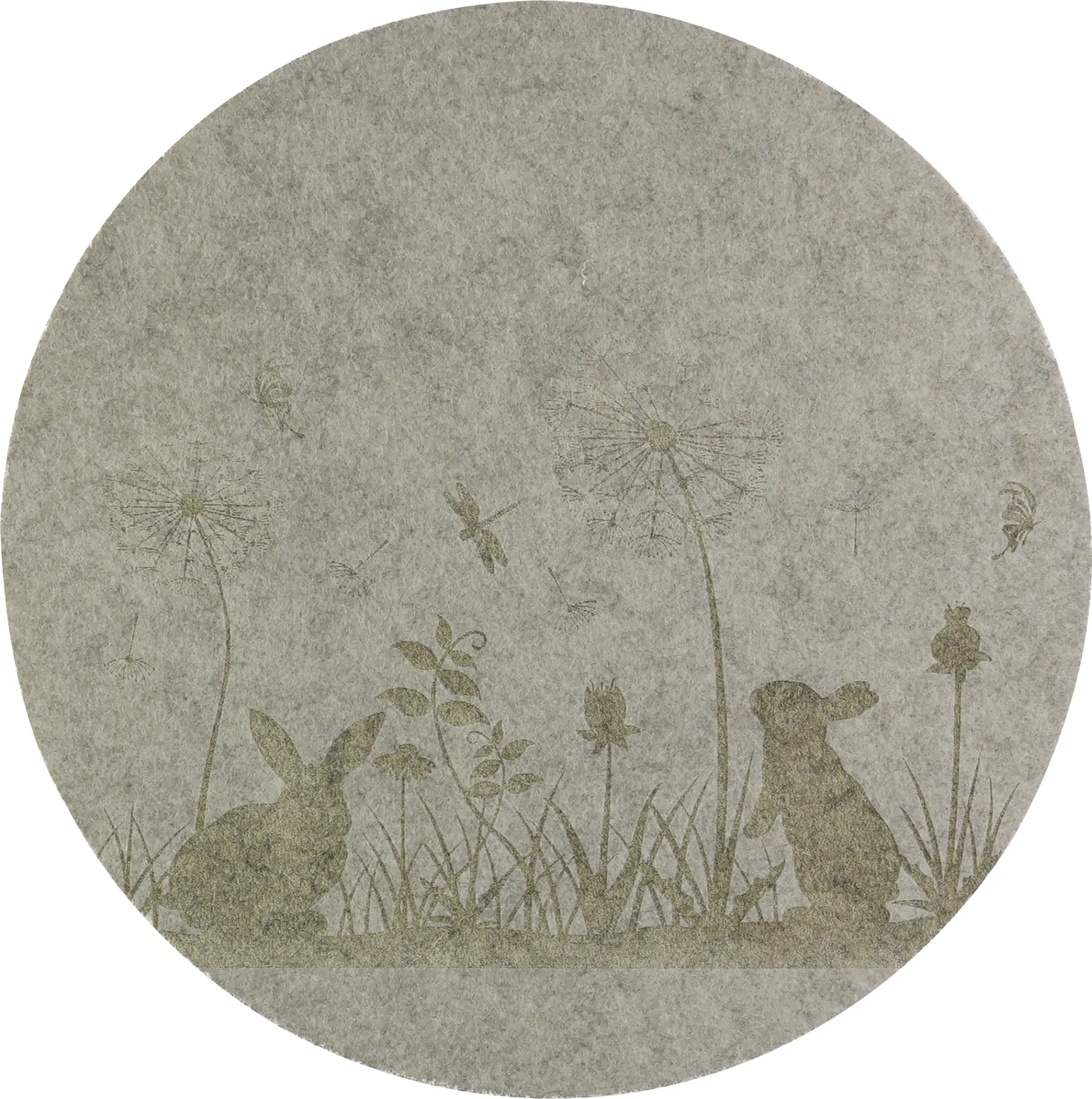 Tischset Hase Filz rund Ø 33 cm hellgrau