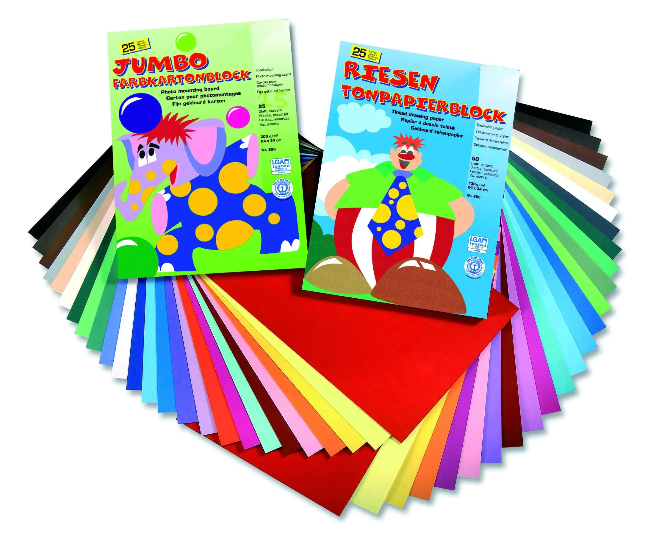 Glorex Tonzeichenpapierblock 130g/m² sortiert 24 x 34 cm 50 Blatt