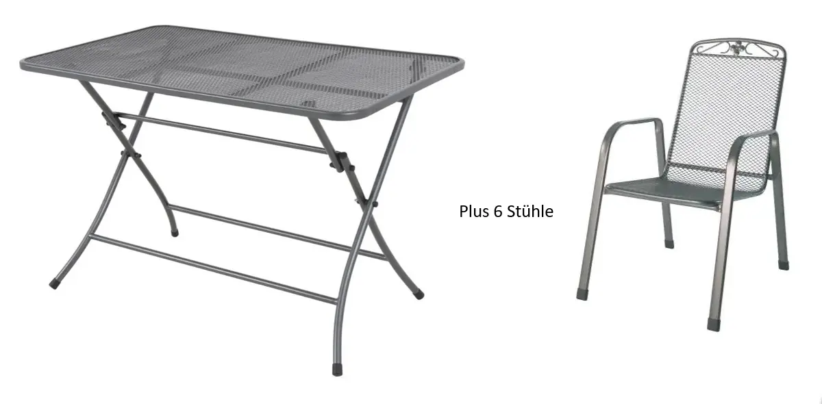 MWH Möbelset Caffe Latte 2.0 Tisch 110 xx 70 + 6 Stühle