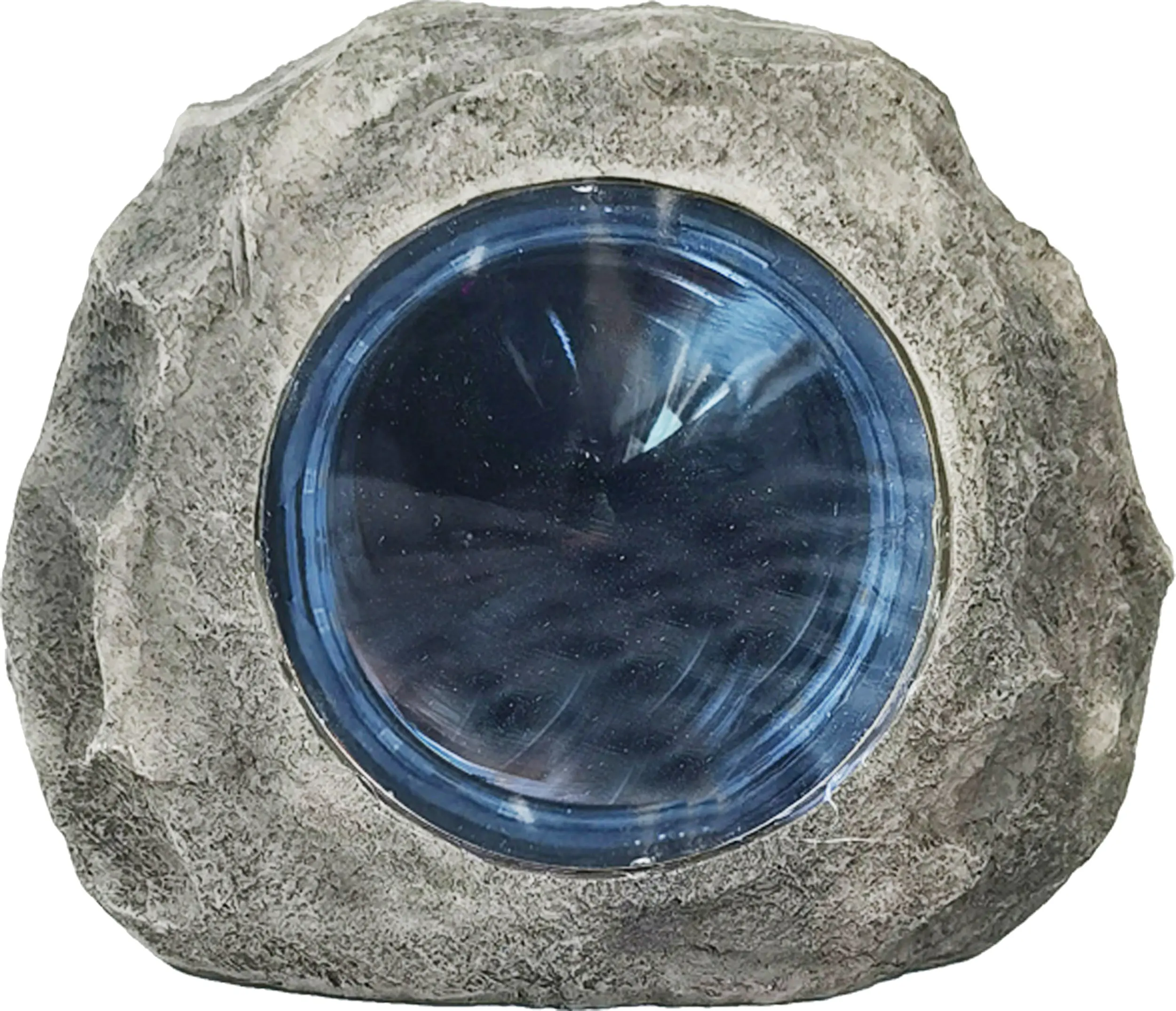 LED Solarleuchte Stein mit Dämmerungssensor grau-blau