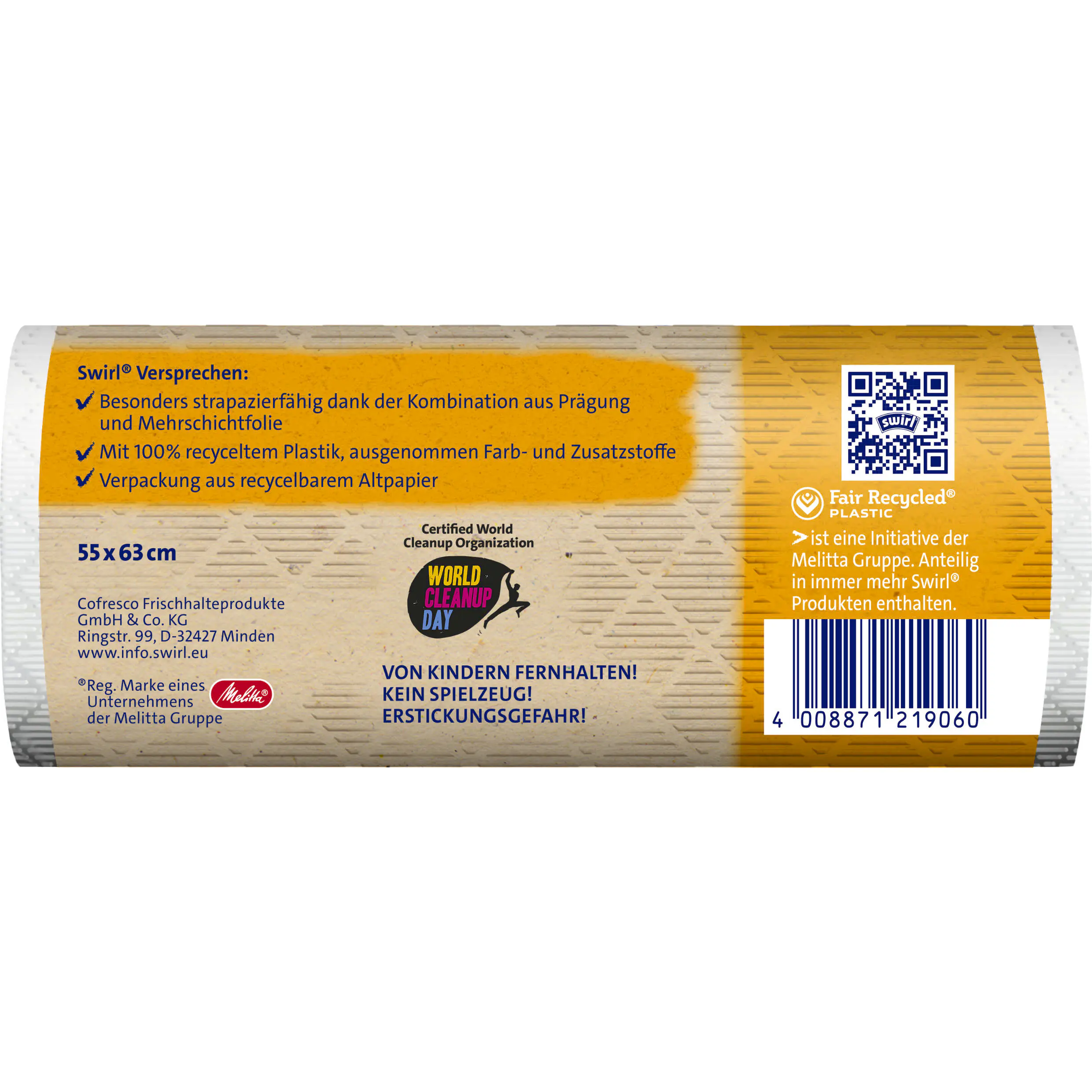 Swirl Zugband-Müllbeutel 35 l aus recyceltem Plastik