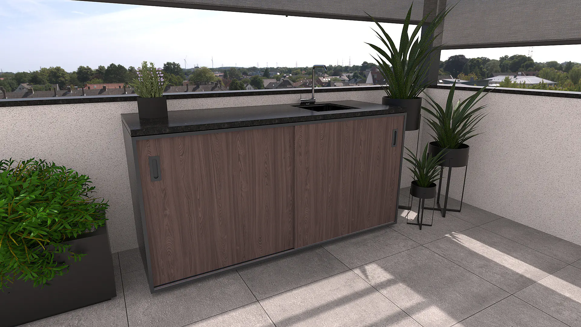 Bellano Living Element für Outdoorküchen inkl. Spüle rechts und 2 Türen walnuss granit Bellano Living Element für Outdoorküchen inkl. Spüle rechts und 2 Türen walnuss granit