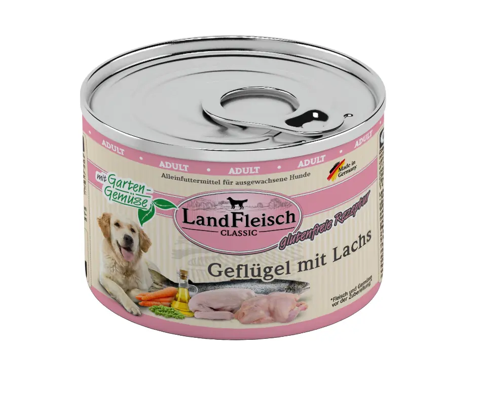 Landfleisch Dog Classic Hundenassfutter Adult 195 g Geflügel & Lachs