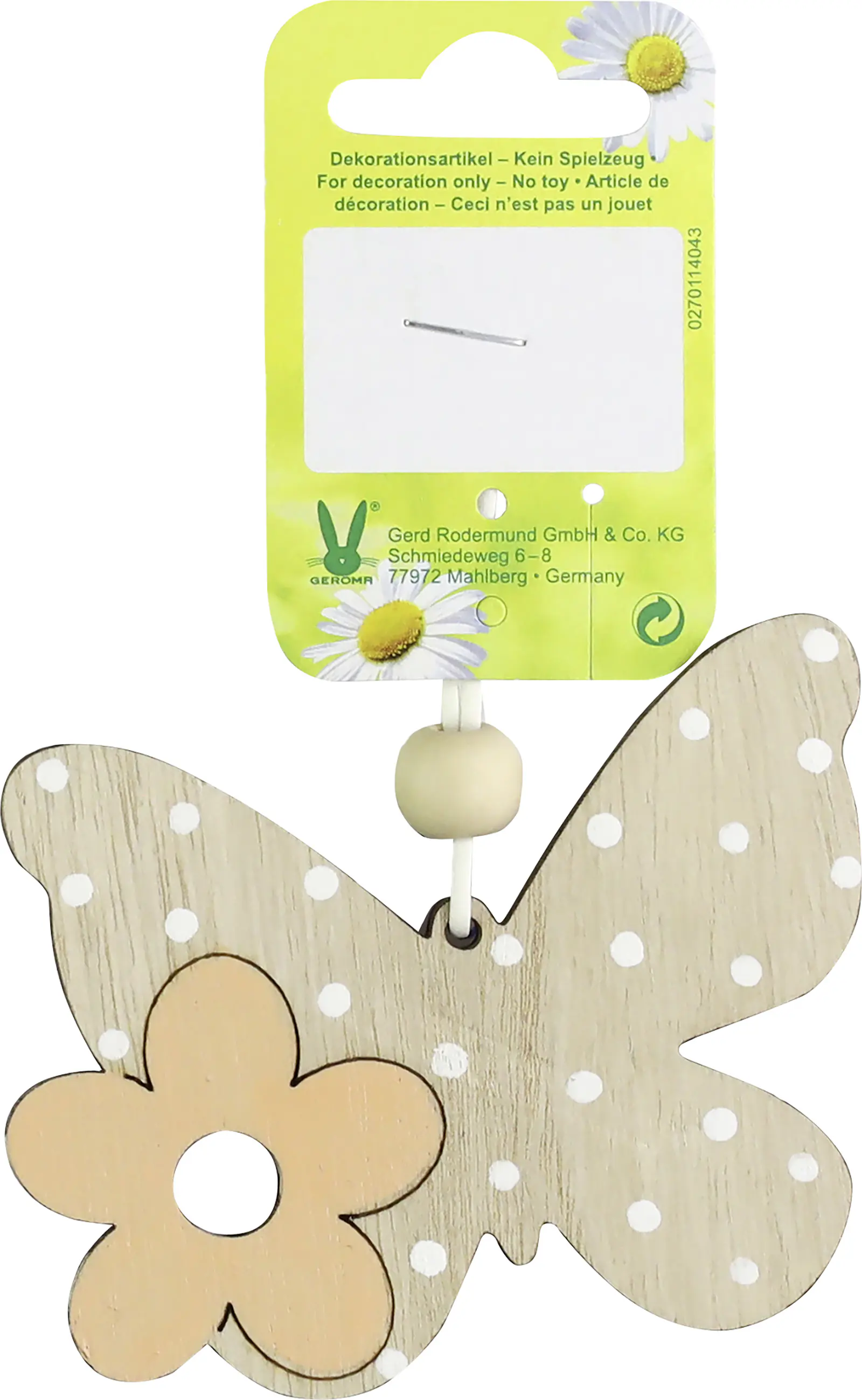 Dekohänger Schmetterling Holz 8,5 x 6,7 cm natur weiß apricot