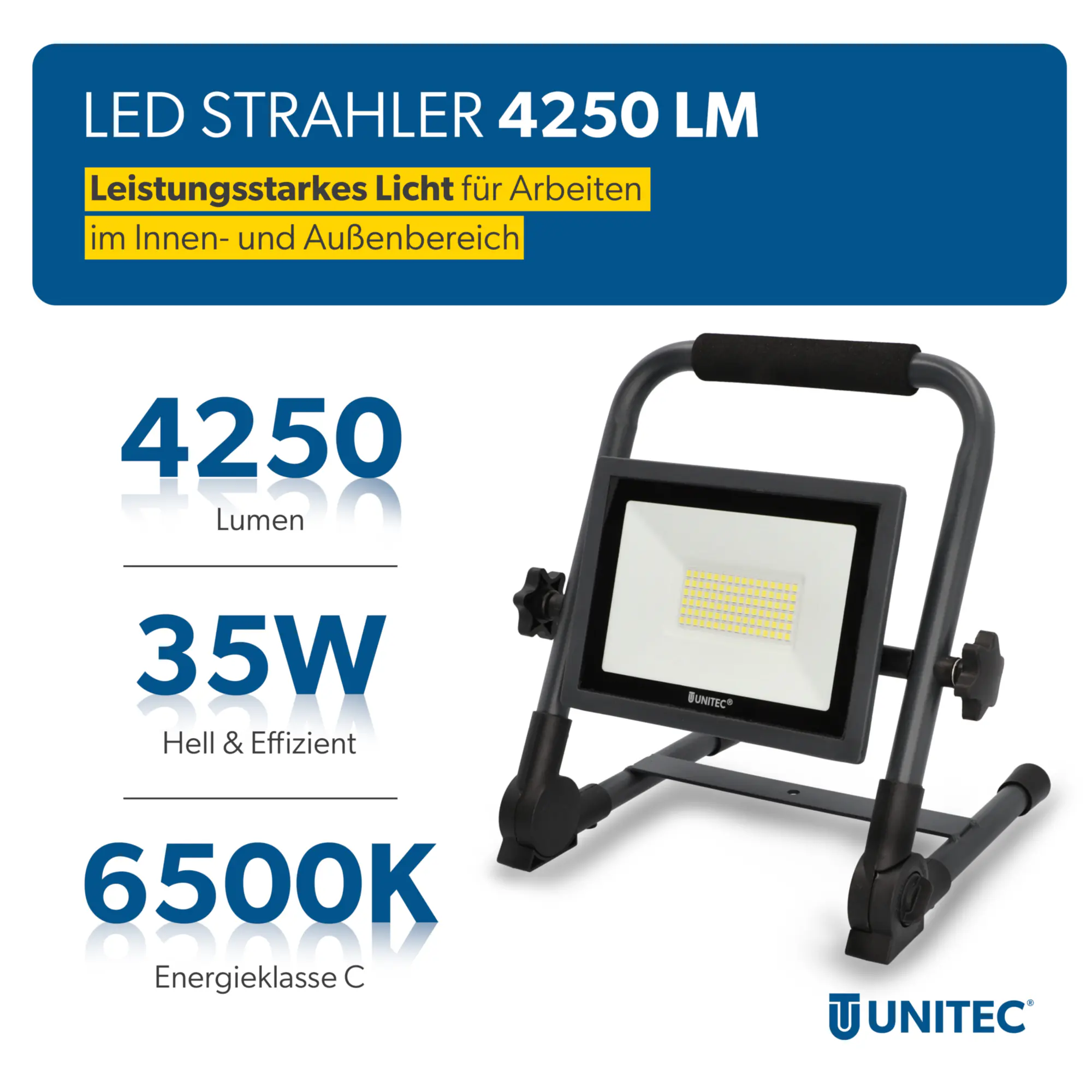 UniTec LED Baustrahler anthrazit tragbar 35 W 4250 lm 