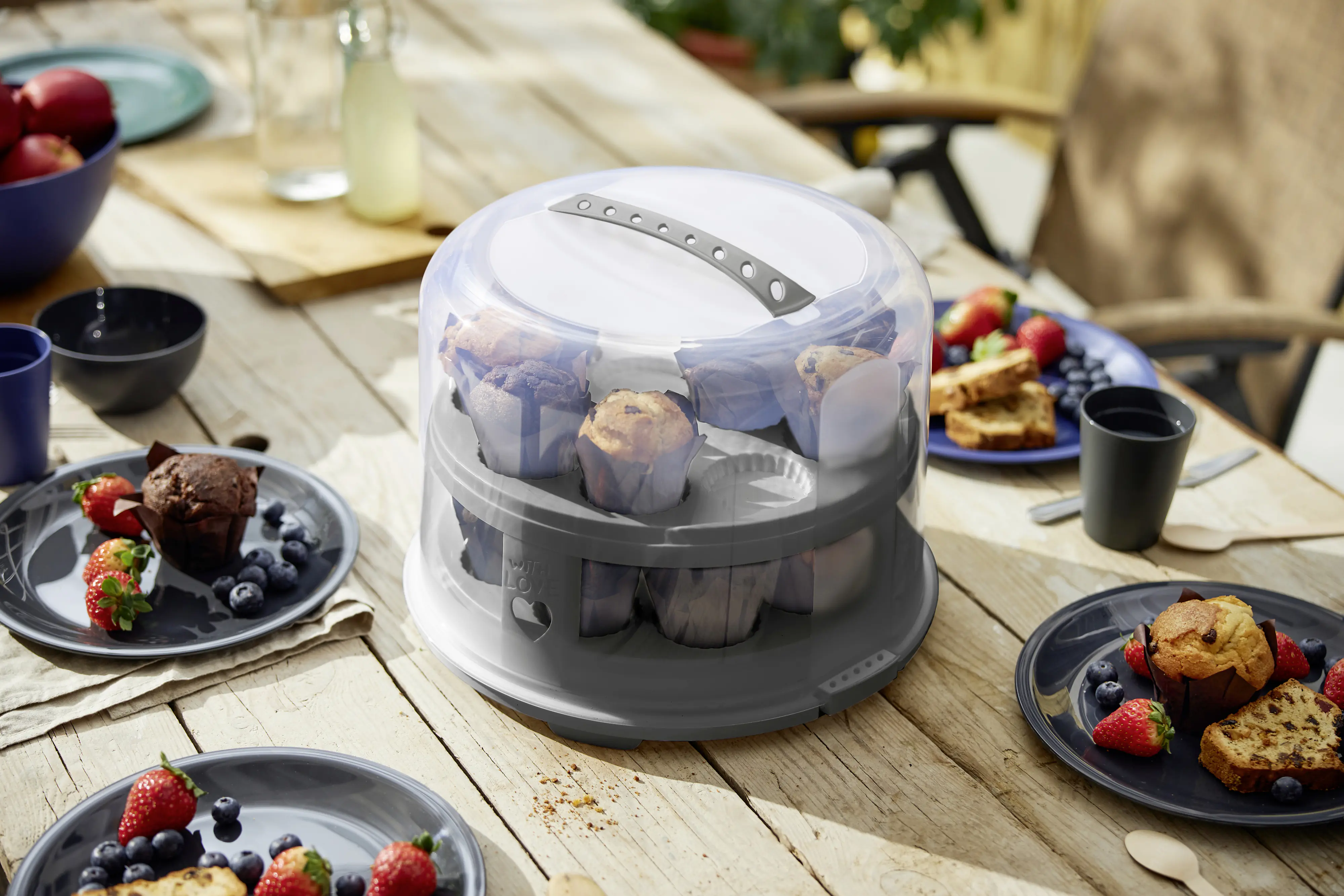 Rotho Tortenglocke mit Trays Fresh Ø 26 x 36 cm holzkohle schwarz