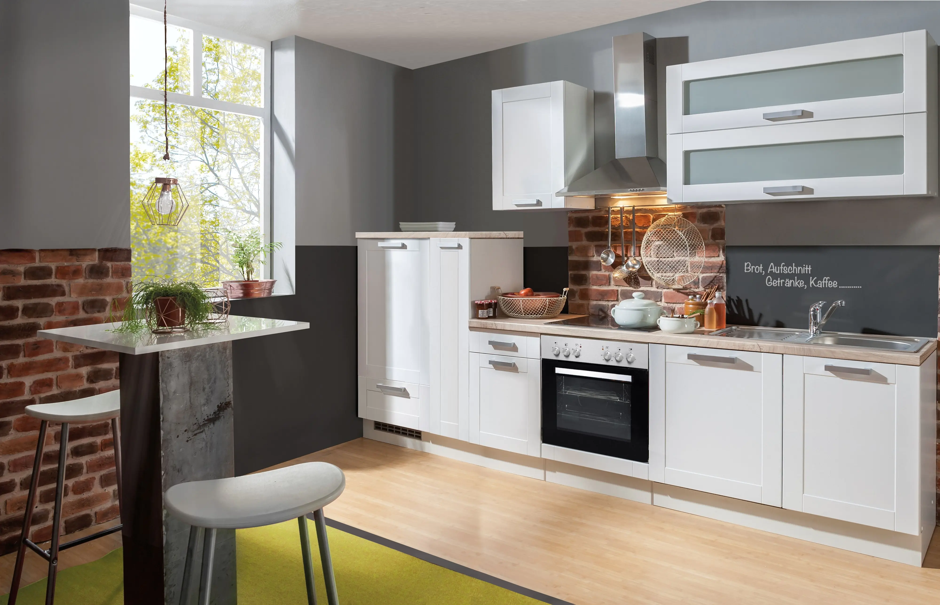 Menke Küchenzeile Landhausstil mit E-Geräte 310 cm weiß