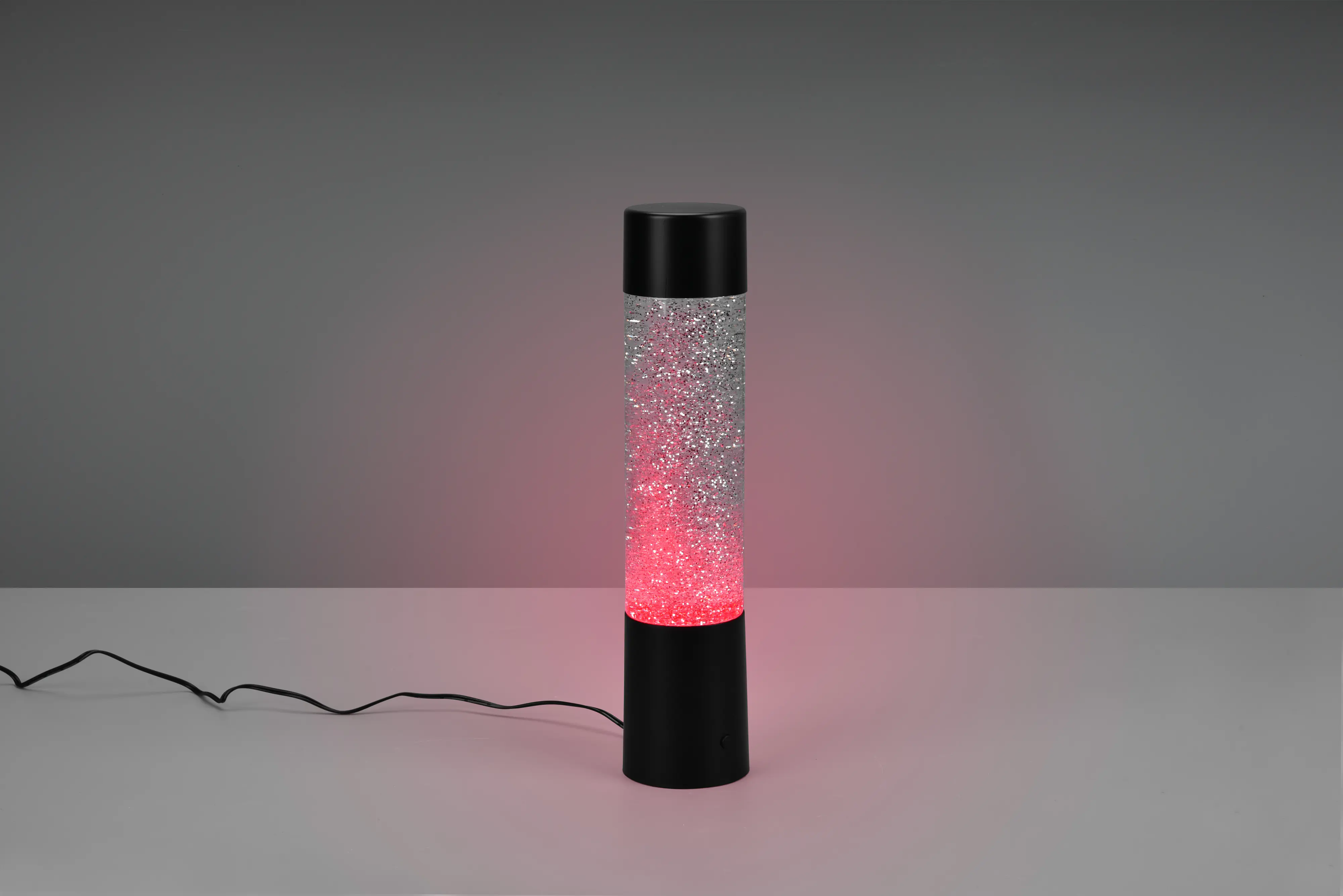 Reality LED Tischleuchte Glitter Ø 7 x 34 cm RGB schwarz matt