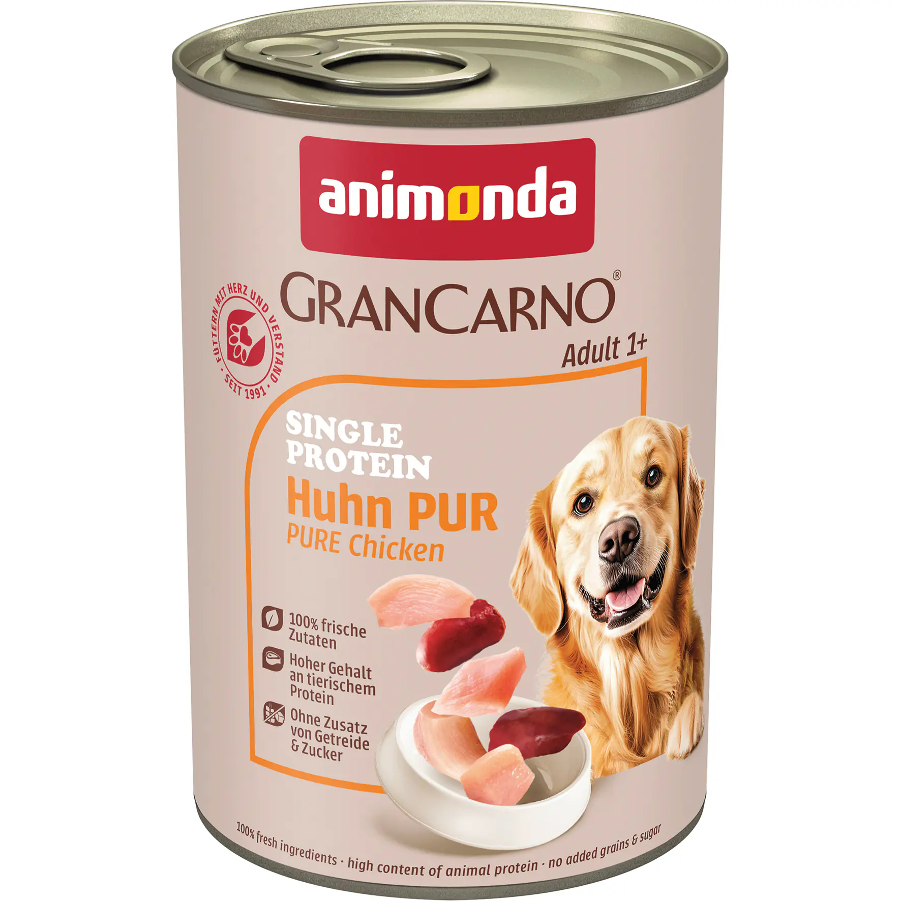 Animonda GranCarno Hundenassfutter Adult Single Protein getreidefrei 400 g Huhn