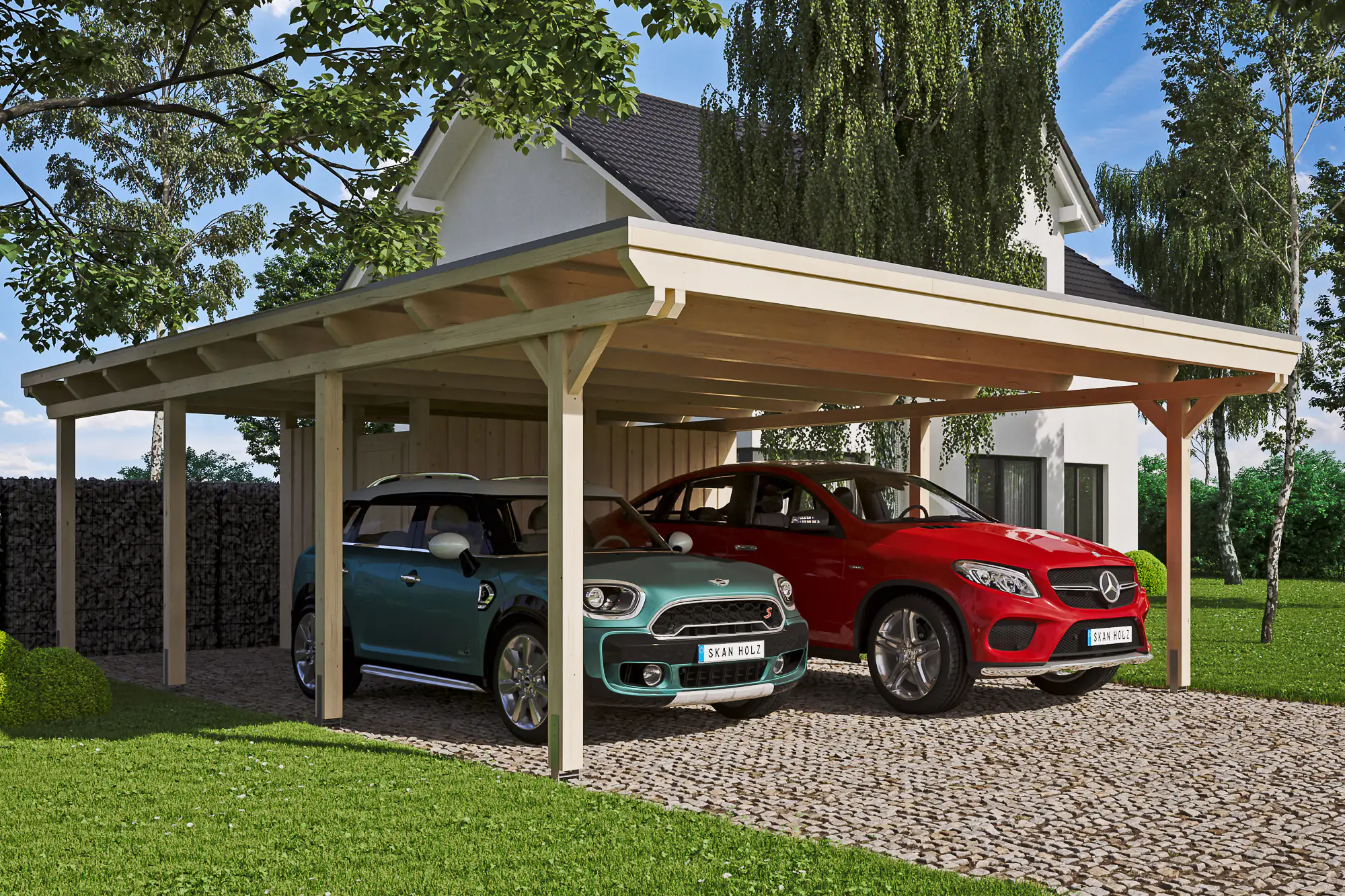 SKAN HOLZ Carport Emsland 613 x 846 cm mit Aluminiumdach mit Abstellraum