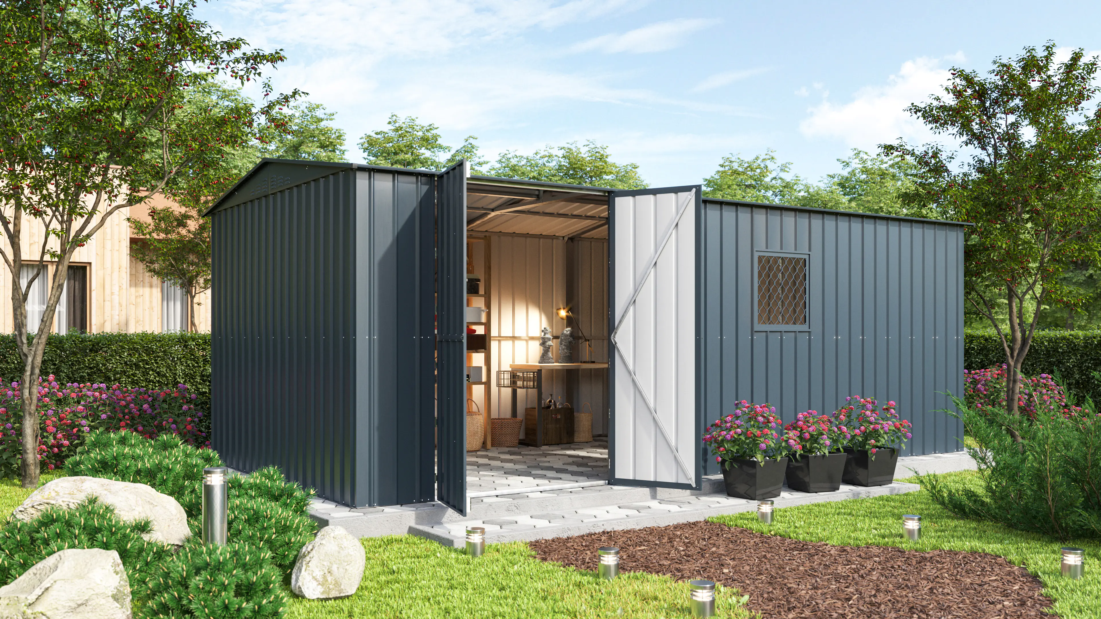 Globel Fenster-Set 1 62 x 62 cm anthrazit