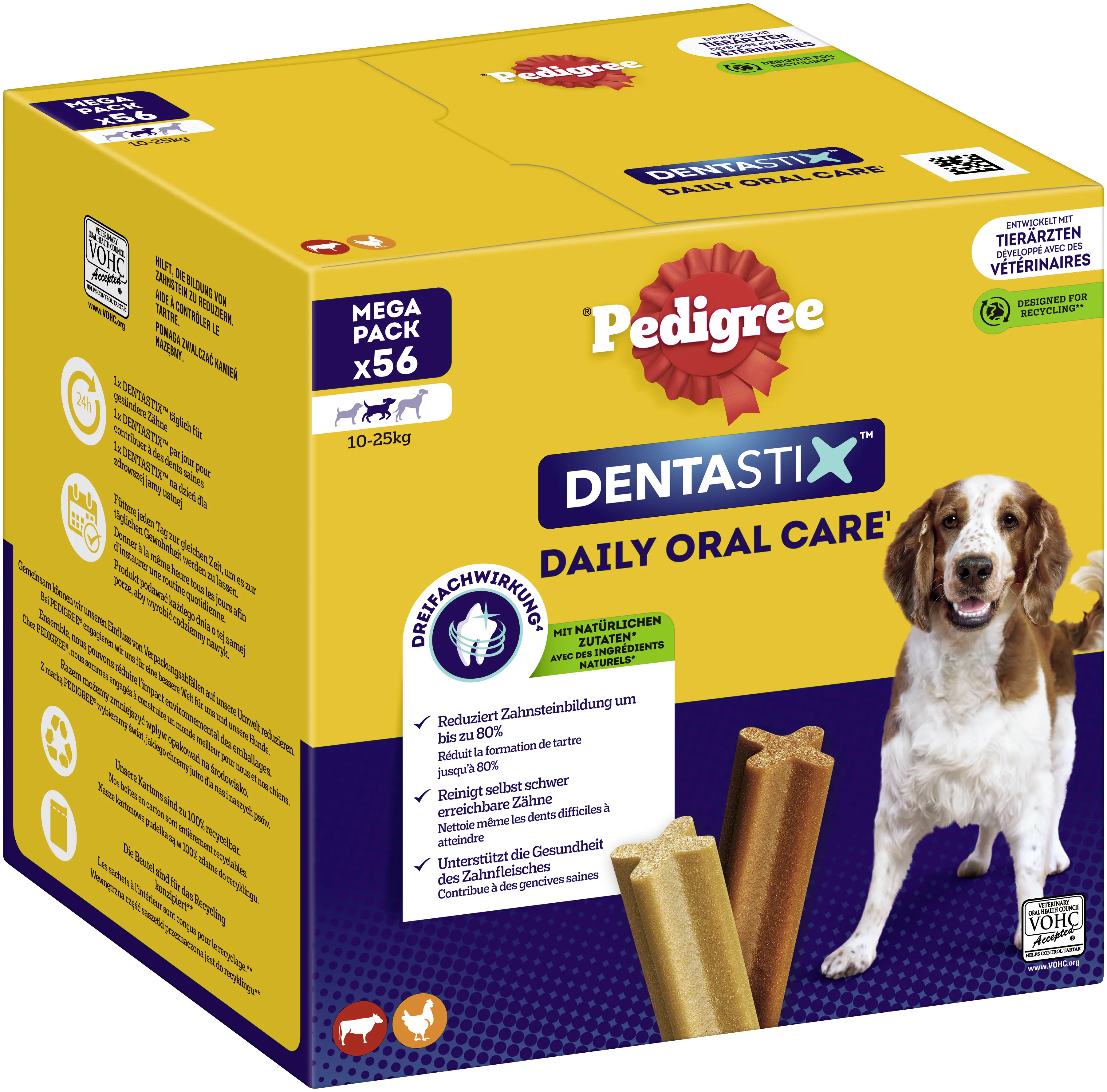 Pedigree Dentastix Beutel für mittlere Hunde Multipack 8 x 7 Stück