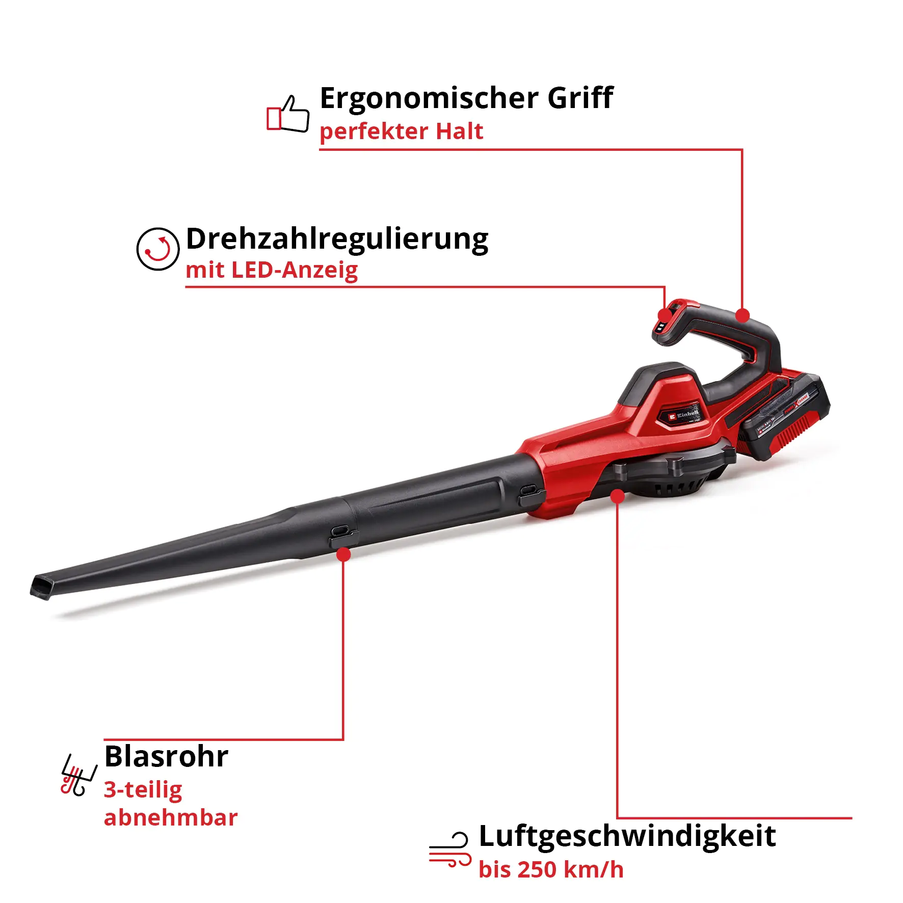 Einhell Akku-Laubbläser GE-UB 18/250 Li E mit 4,0 Ah Akku Einhell Akku-Laubbläser GE-UB 18/250 Li E mit 4,0 Ah Akku
