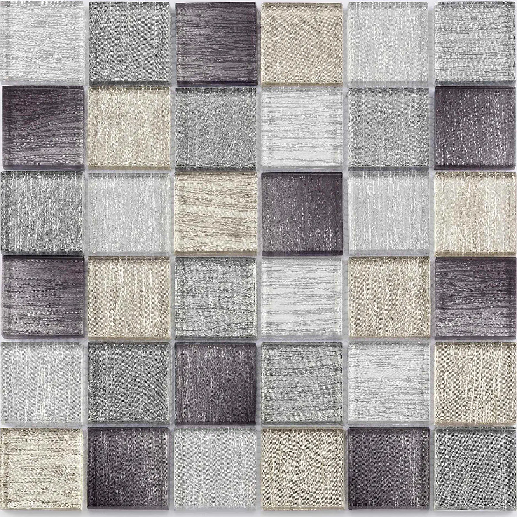 Mosaikfliese Glas Diamond 30 x 30 cm grau-gold-silber Steinmaß: ca. 4,8 x 4,8 cm