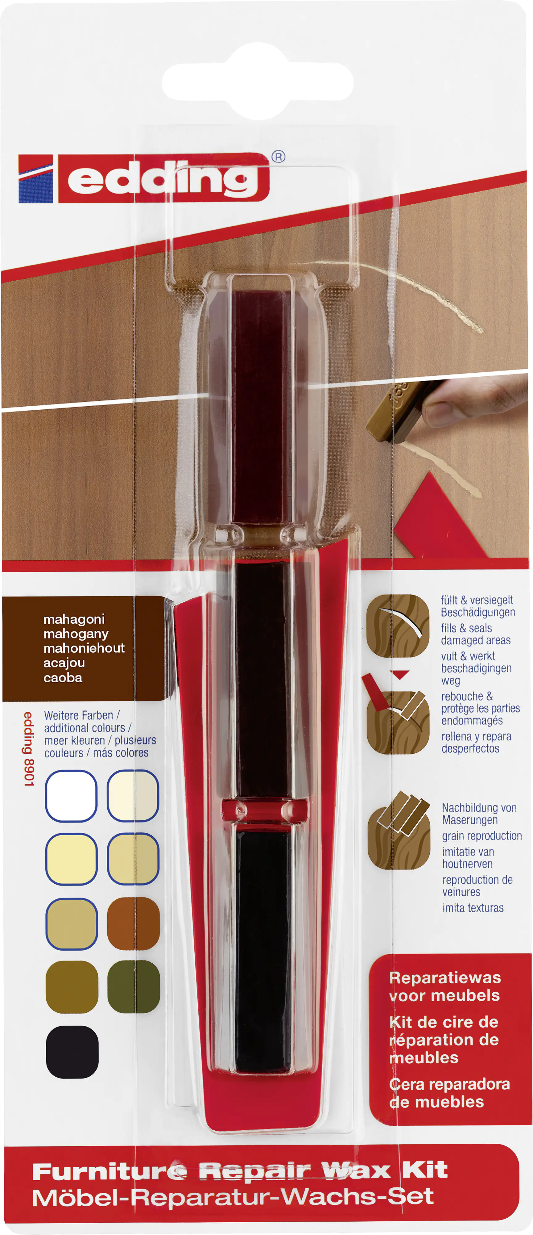 Edding Möbel-Reparaturwachs-Set 8901 mahagoni Edding Möbel-Reparaturwachs-Set 8901 mahagoni