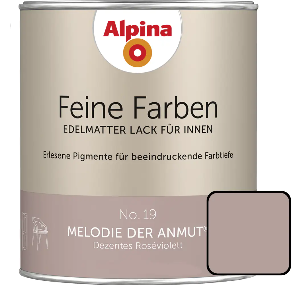 Alpina Feine Farben Lack No. 19 Melodie der Anmut  roséviolett edelmatt 750 ml Alpina Feine Farben Lack No. 19 Melodie der Anmut  roséviolett edelmatt 750 ml