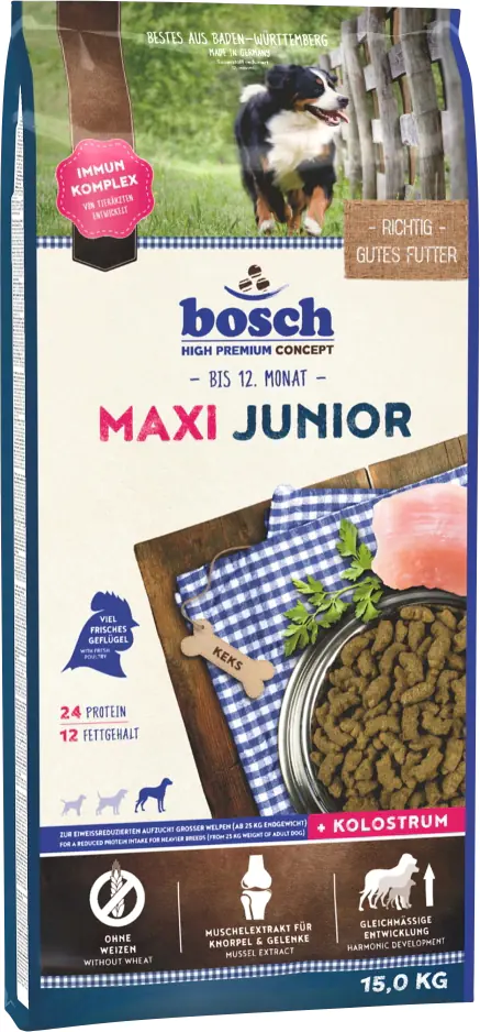 Bosch Trockenfutter für große Hunde Maxi Junior 15 kg Bosch Trockenfutter für große Hunde Maxi Junior 15 kg