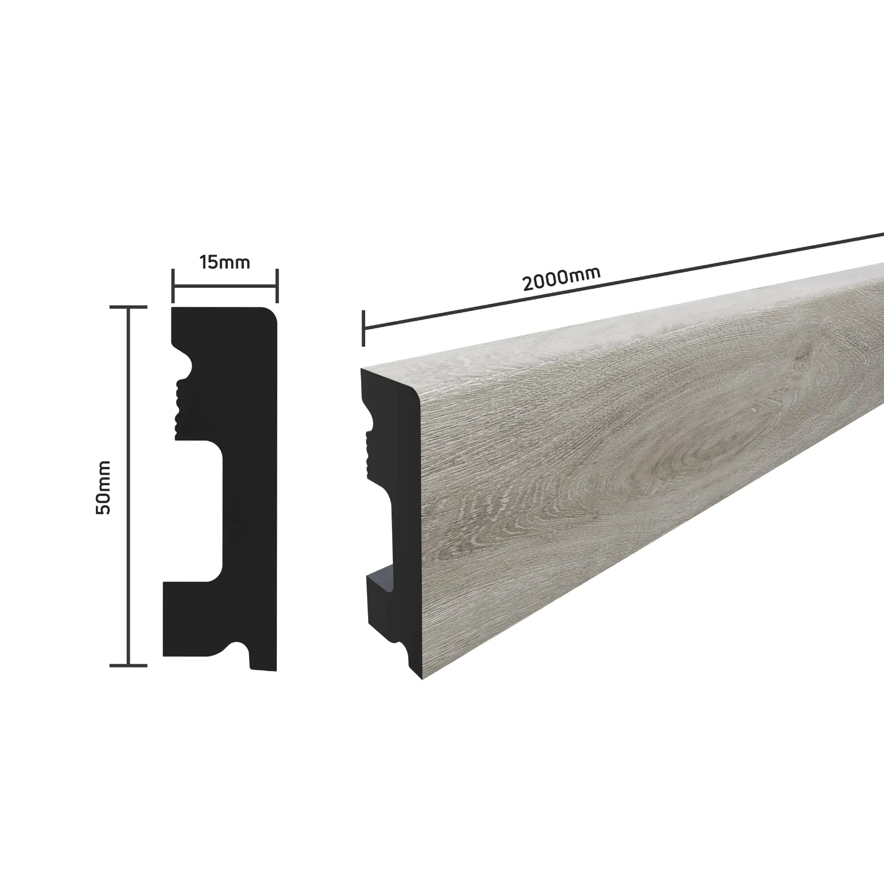 SELITSTYLE Sockelleiste FBL50 Eiche Natur 2000 x 50 x 15 mm wasserfest
