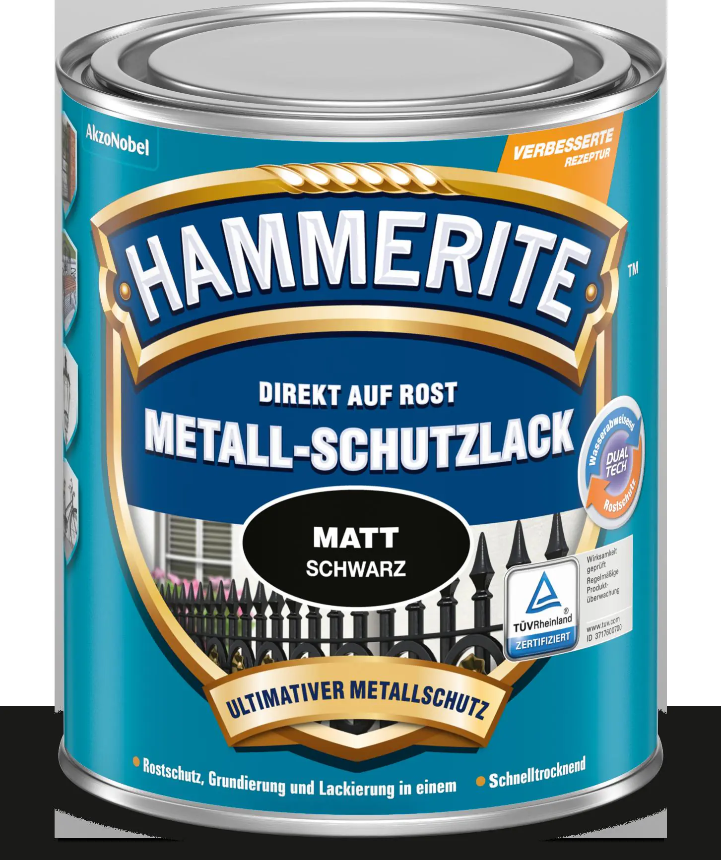 Hammerite Metall-Schutzlack 250 ml schwarz matt