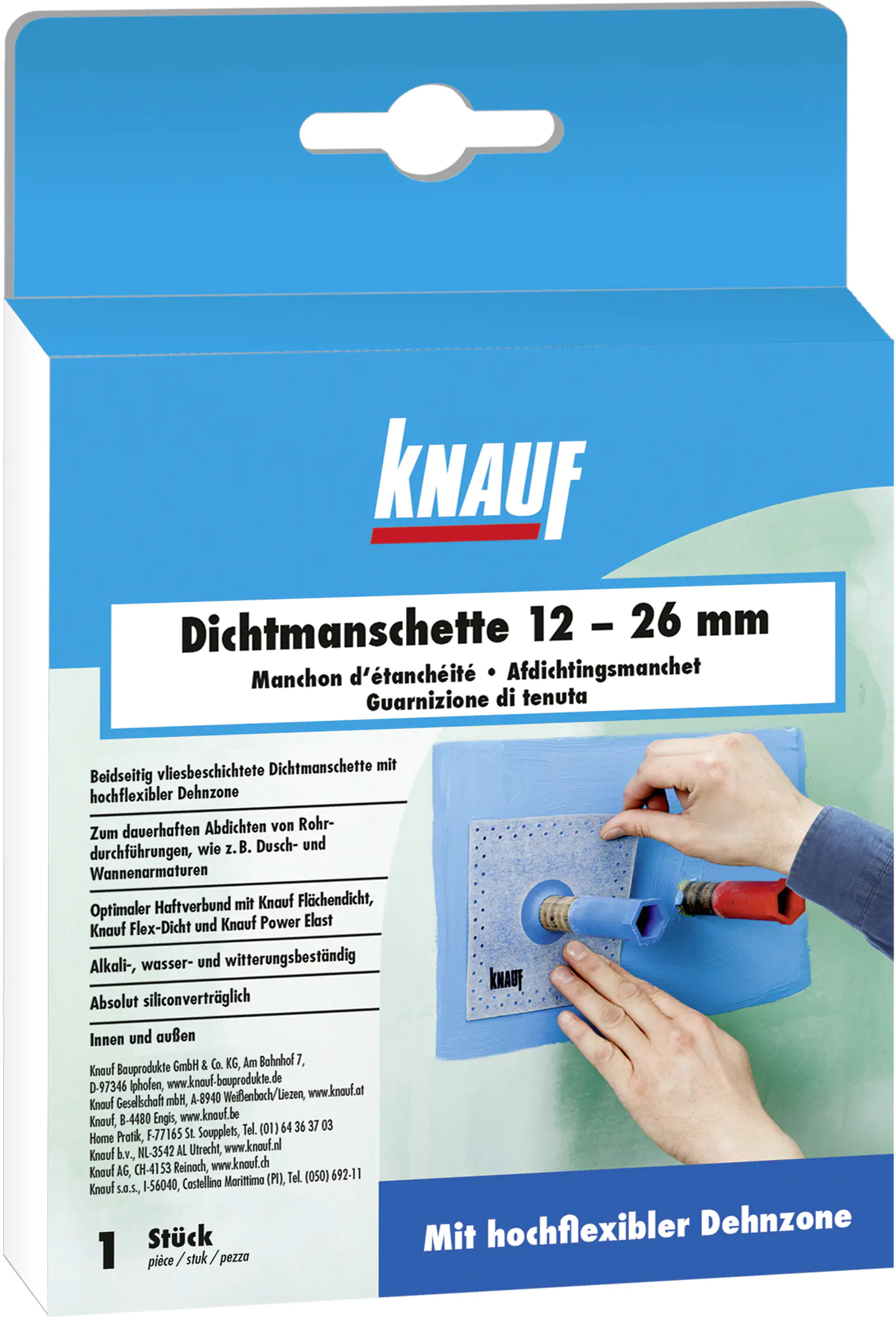 Knauf Dichtmanschette blau, 10 x 10 cm Knauf Dichtmanschette blau, 10 x 10 cm
