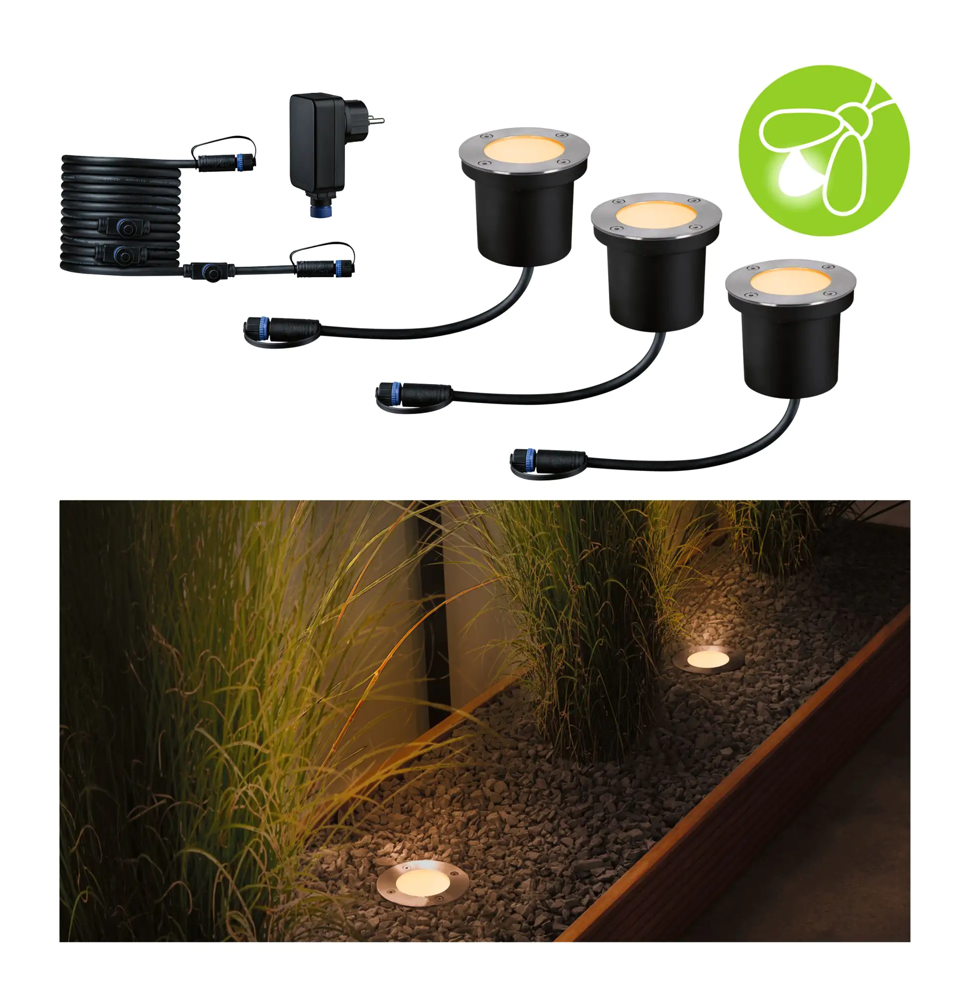 Paulmann Plug & Shine LED Bodeneinbauleuchte Floor insect-friendly 3er-Set