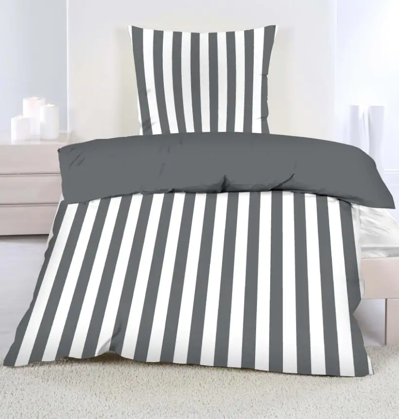 4060607030080 Bettwäsche Renforce Streifen anthrazit, 135 x 200 cm