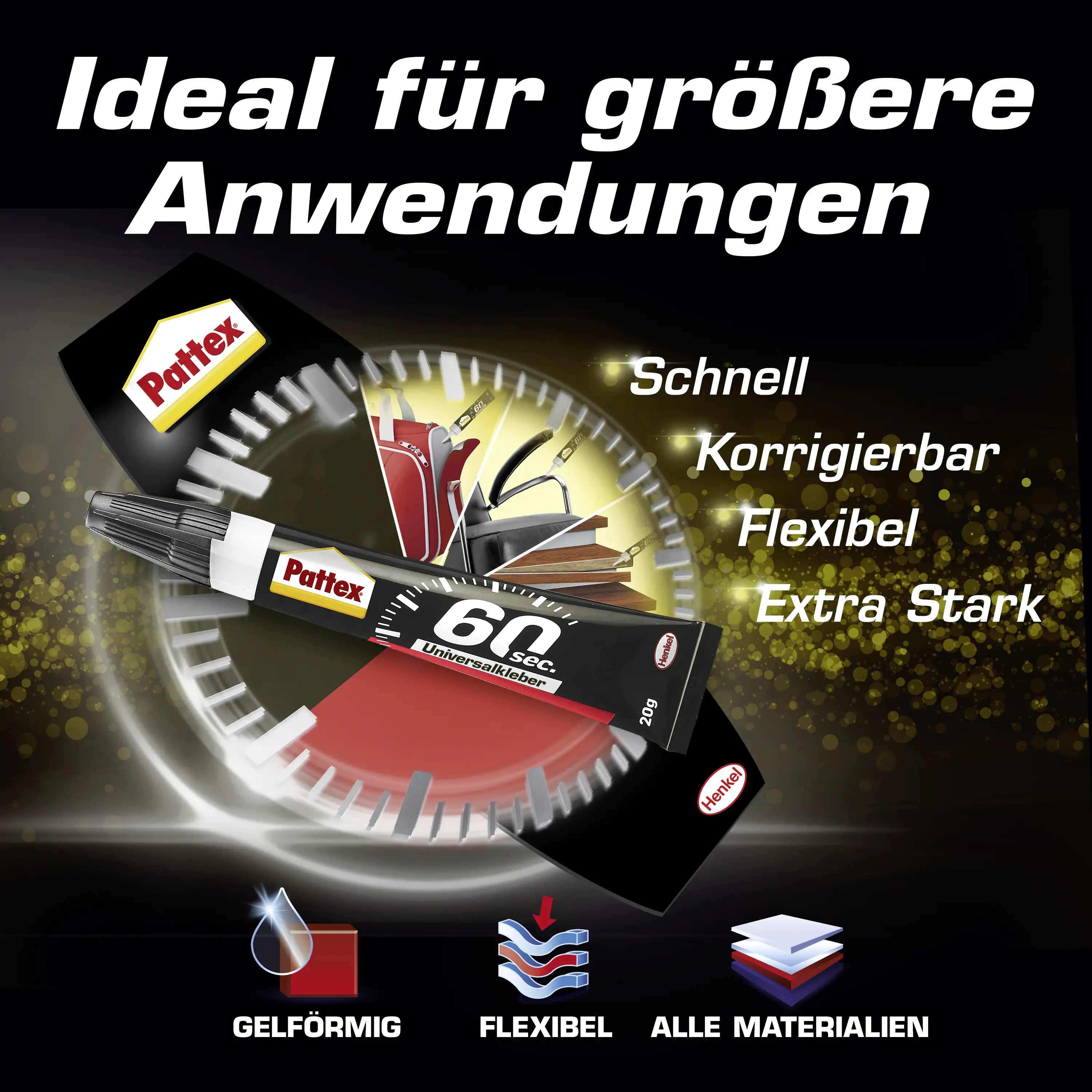 4015000433686_2444109 Pattex 60sec. Universalkleber 20 g Tube, klar & farblos