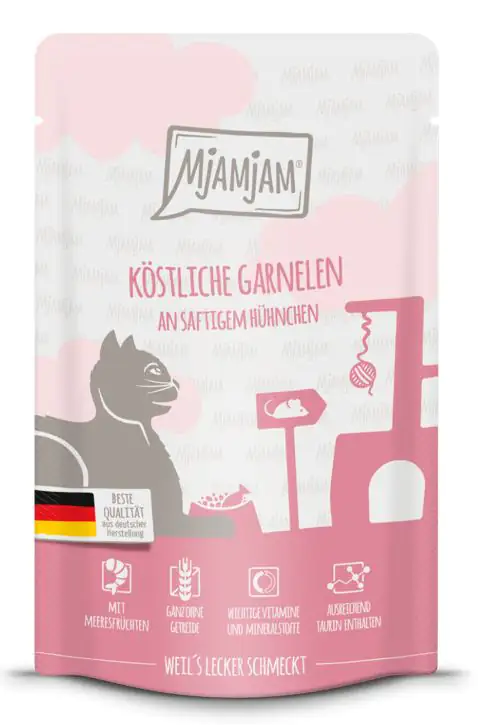 MjAMjAM Adult Quetschie Garnelen an Hühnchen Katzenfutter 125g