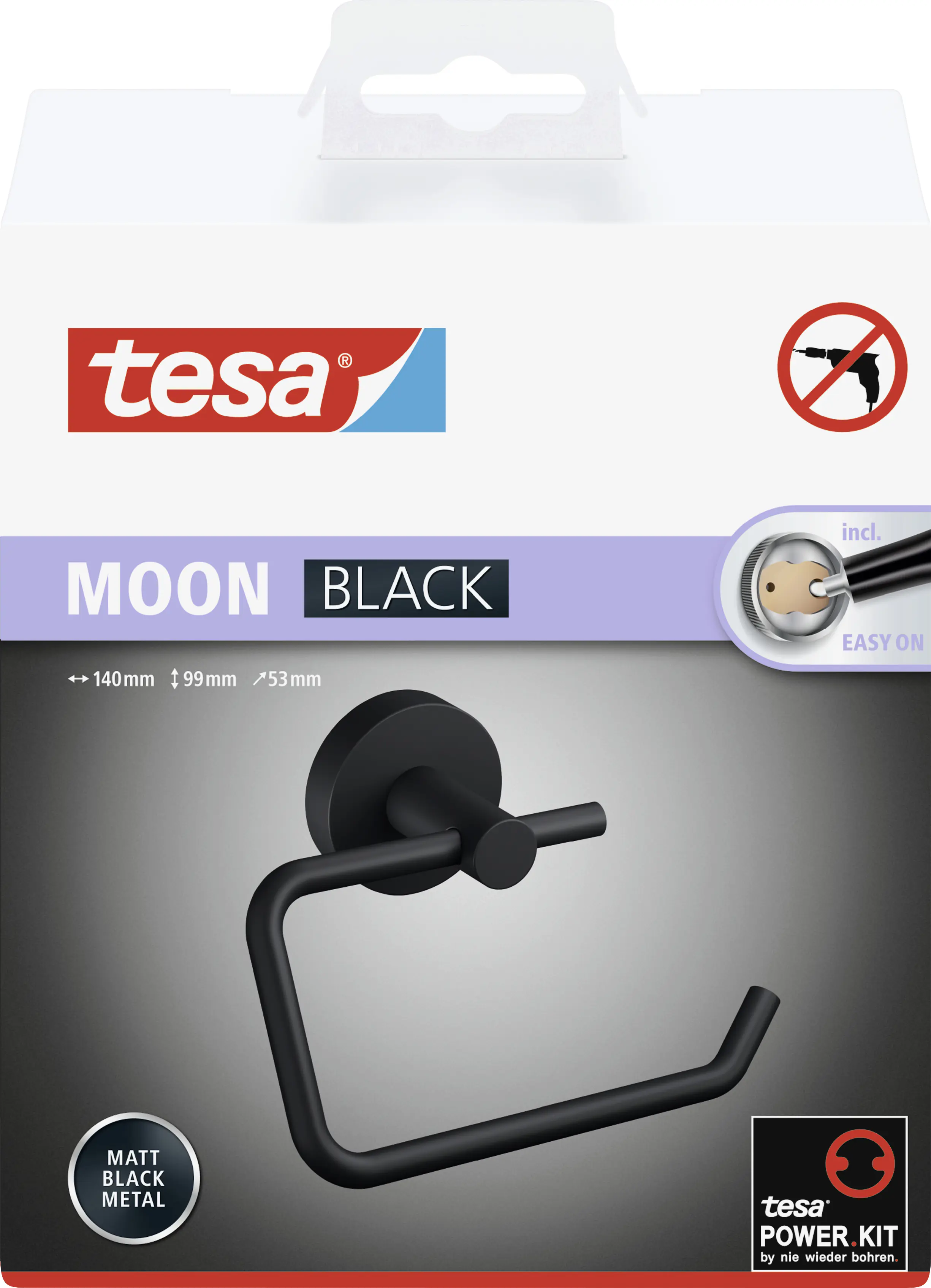 Tesa Toilettenpapierhalter MOON schwarz zum Kleben Tesa Toilettenpapierhalter MOON schwarz zum Kleben
