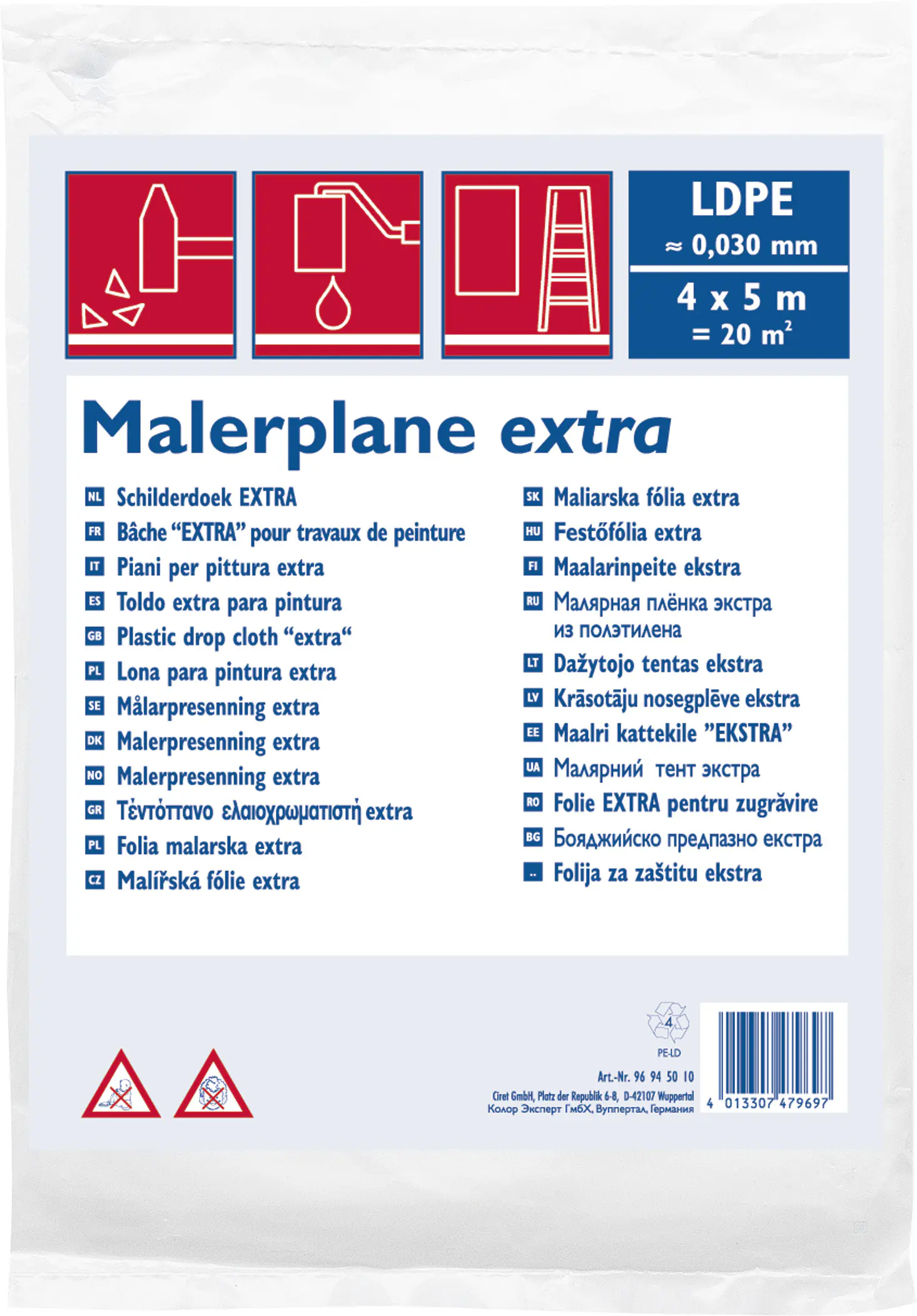 Color Expert Bauplane LDPE 30 my 4 x 5 m 20 m², transluzent