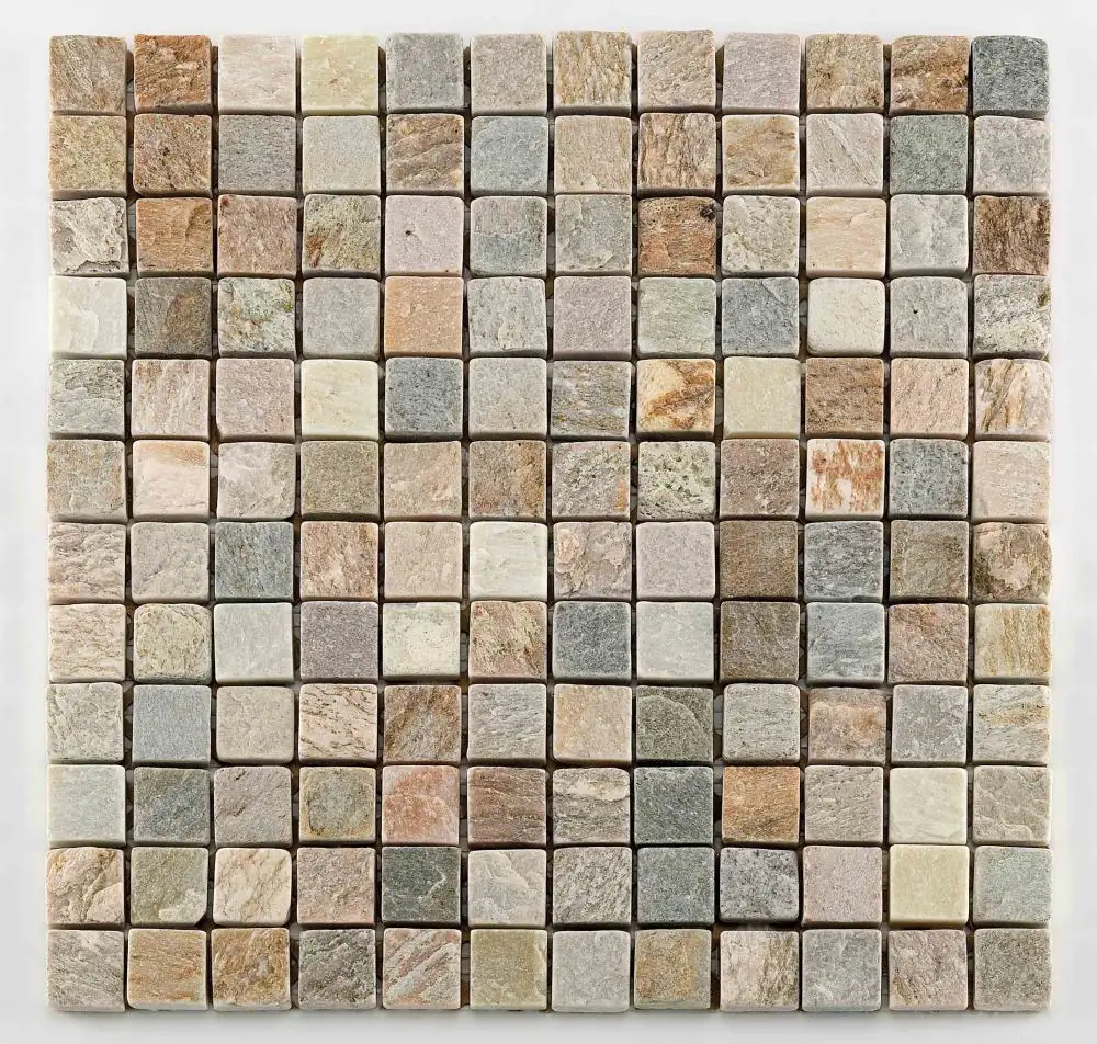 Mosaikfliese Quarzit 30 x 30 cm grau-beige Steinmaß: ca. 2,3 x 2,3 cm