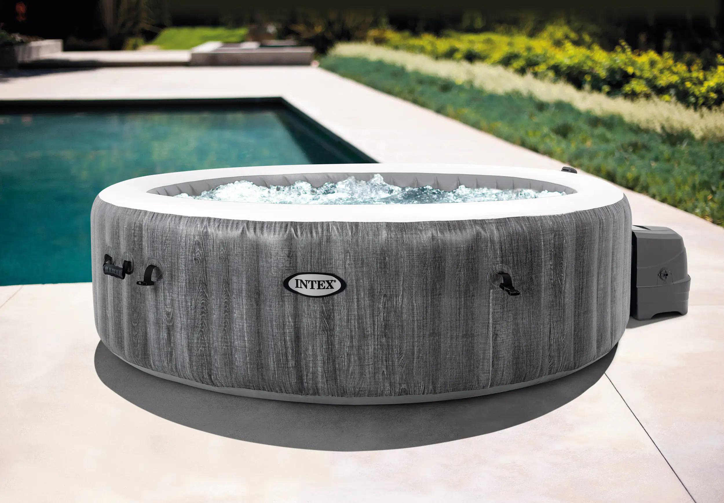 Intex Whirlpool PureSPA Bubble Massage Greywood Deluxe grau, Ø 216 x 71 cm Intex Whirlpool PureSPA Bubble Massage Greywood Deluxe grau, Ø 216 x 71 cm
