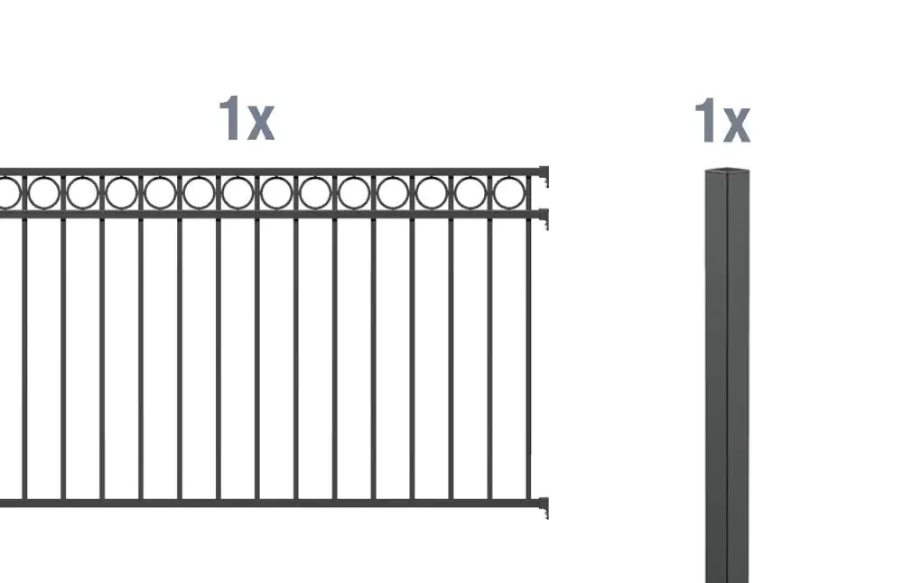 Alberts Komplettset Zaun Circle 2 m 100 cm anthrazit zE Alberts Komplettset Zaun Circle 2 m 100 cm anthrazit zE