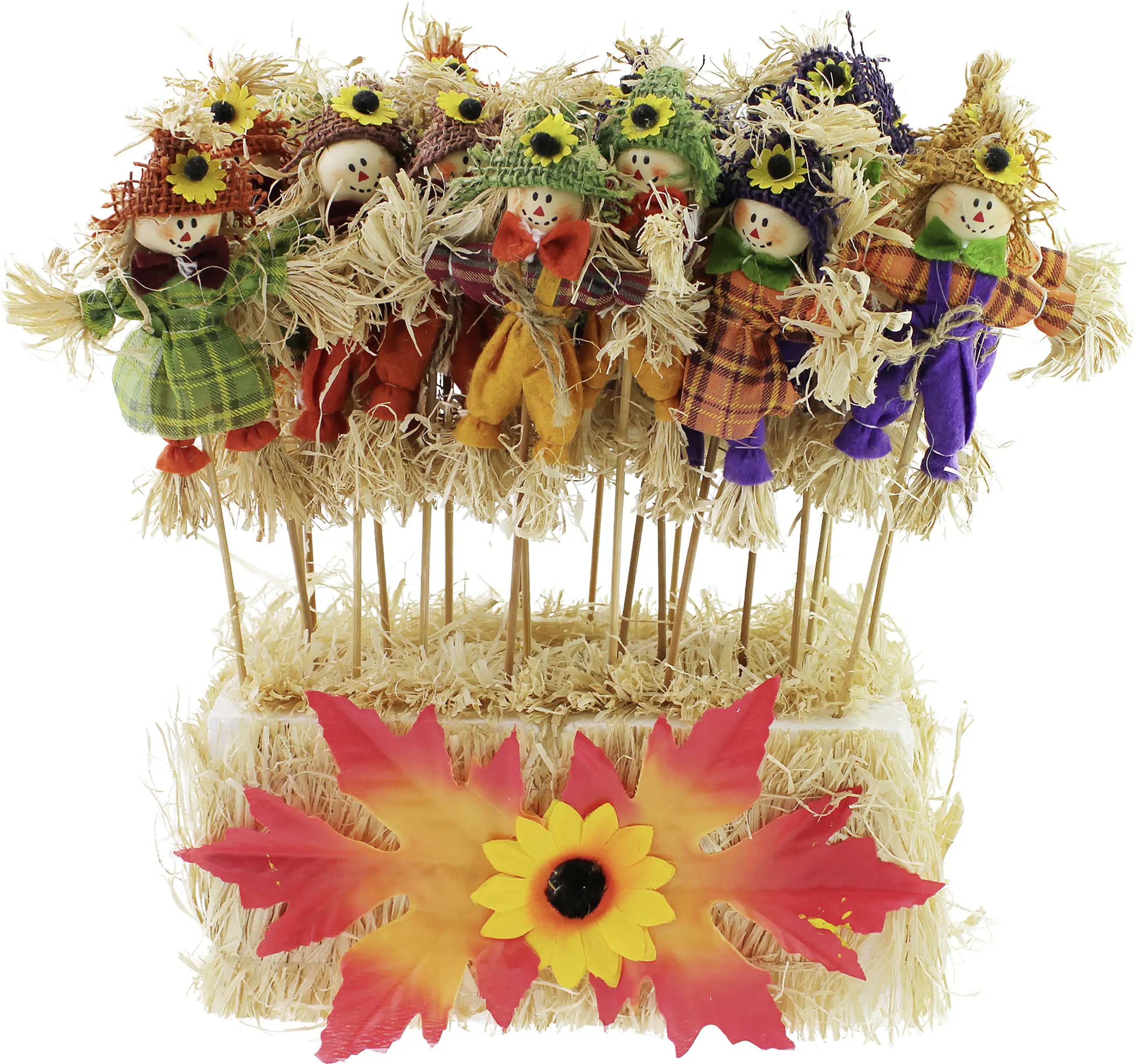 Herbststicker Vogelscheuche Stroh Stoff 80 x 25 x 22 cm mehrfarbig