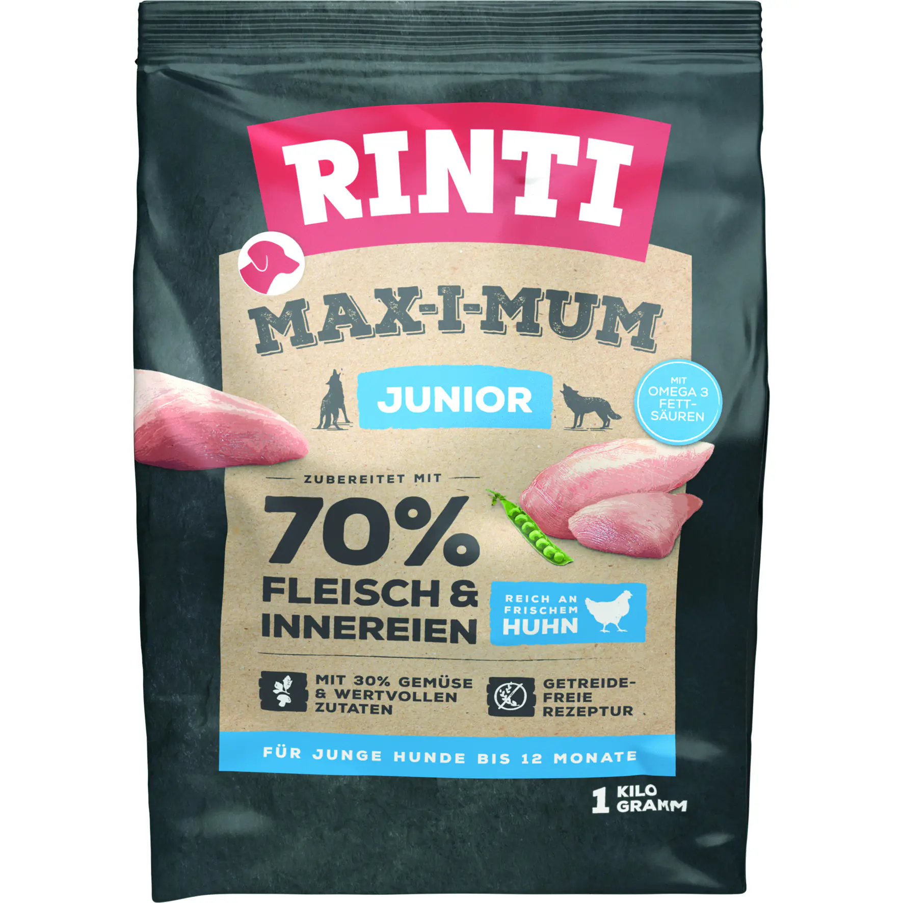 Rinti Max-i-Mum Hundetrockenfutter Junior 1 kg Huhn & Geflügel  