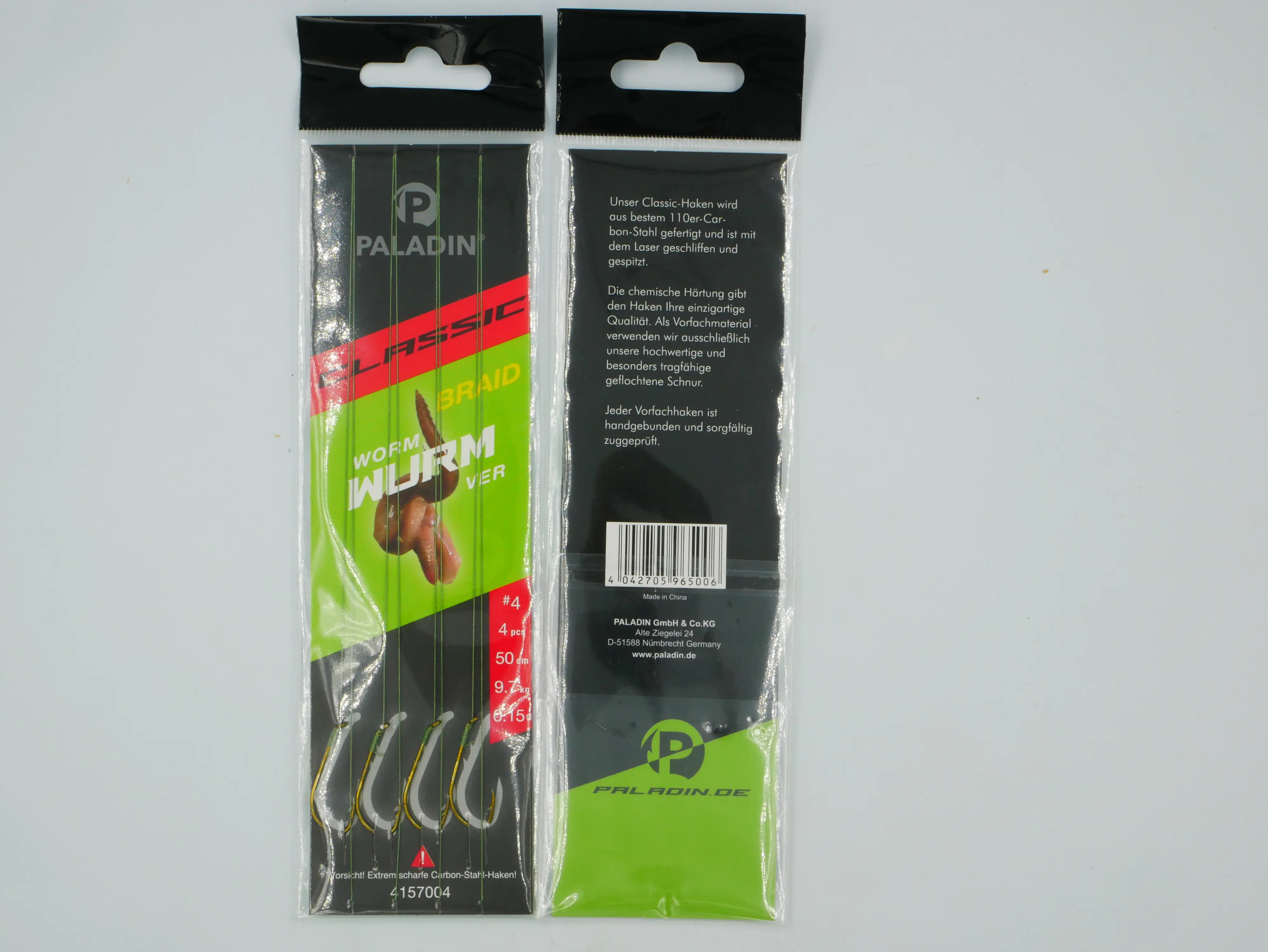 Paladin Wurmhaken gebunden geflochten Größe 4 4 Stück gold