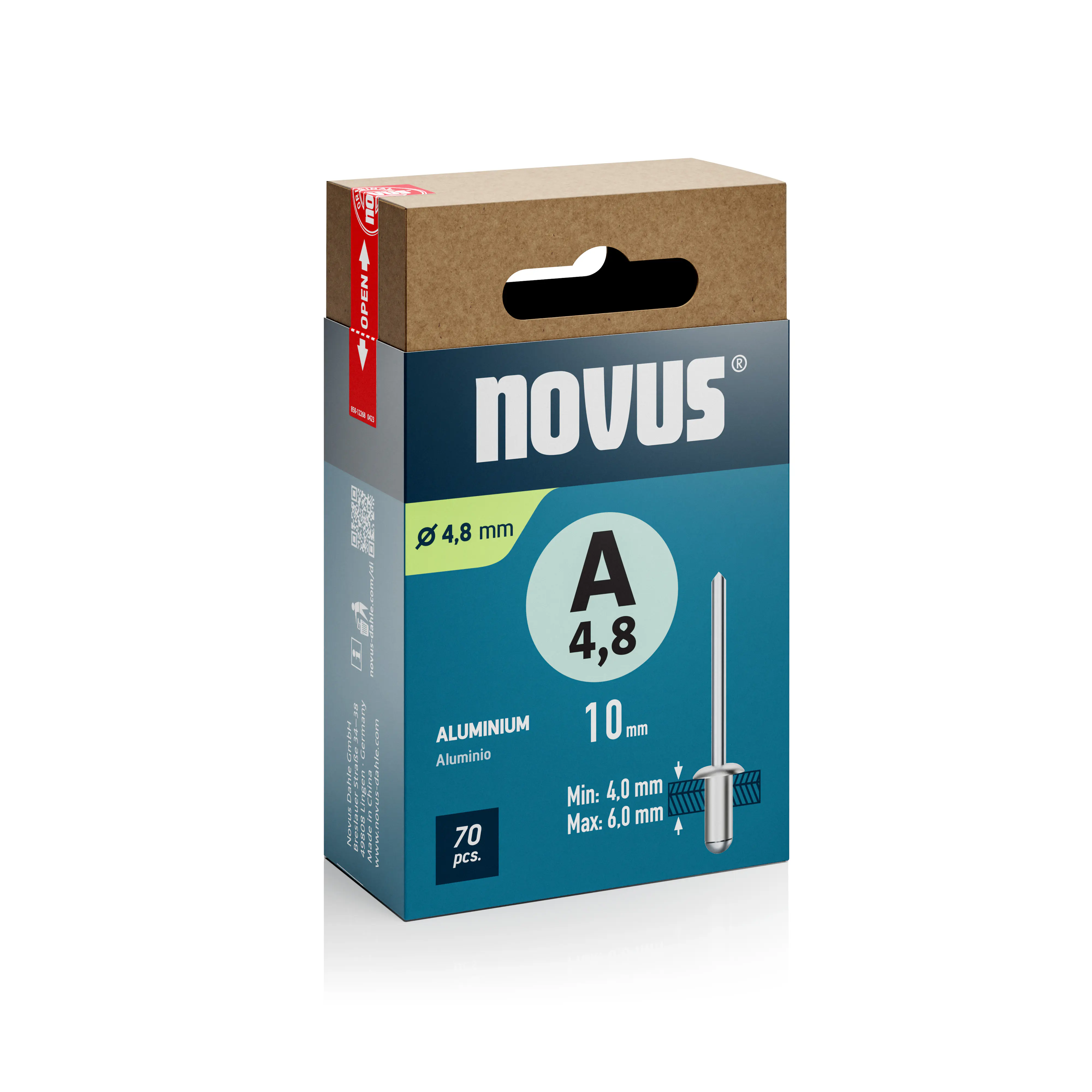 Novus Blindnieten Typ A 5 x 10 mm Aluminium 70 Stück Novus Blindnieten Typ A 5 x 10 mm Aluminium 70 Stück