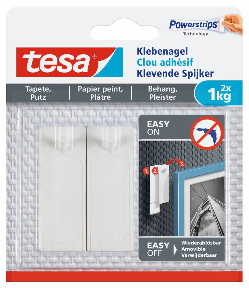 tesa Klebenagel Traglast 1 kg, 2 Stück tesa Klebenagel Traglast 1 kg, 2 Stück