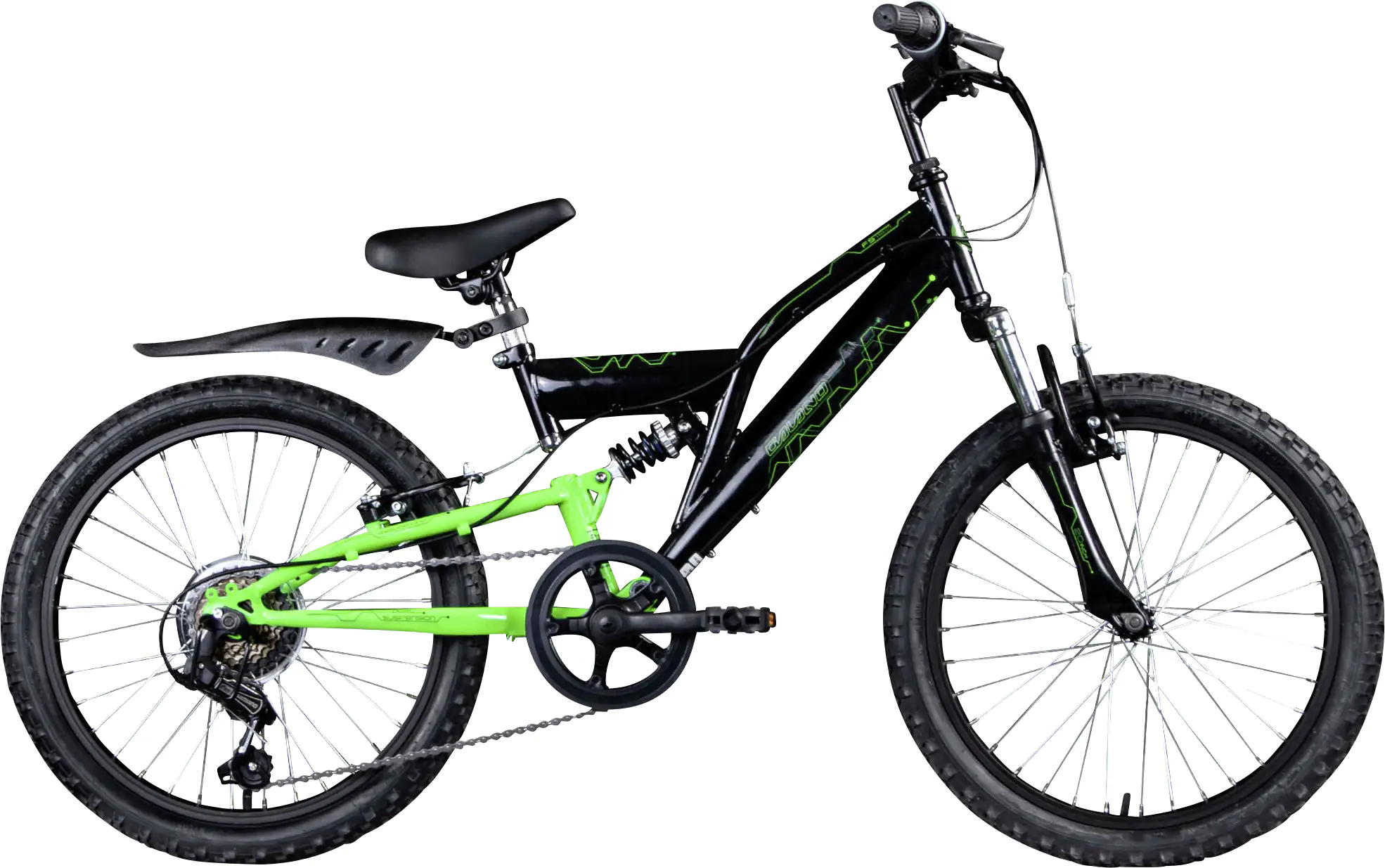 Galano Jugendfahrrad MTB Fully FS180 20 Zoll RH 31cm 6-Gang schwarz grün