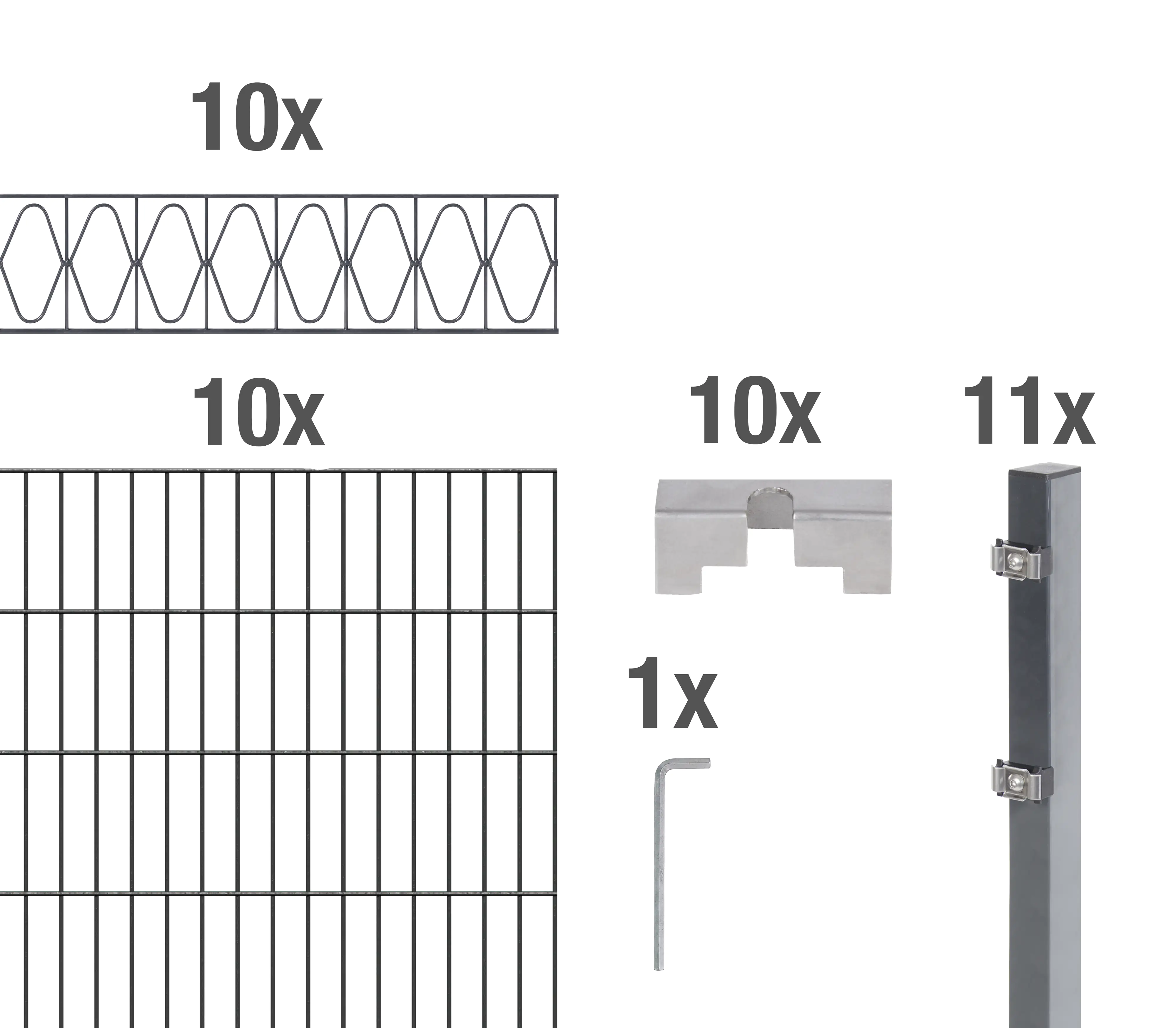 Alberts Doppelstabmatten-Grundset Eleganz 200 x 140 cm 20 m anthrazit