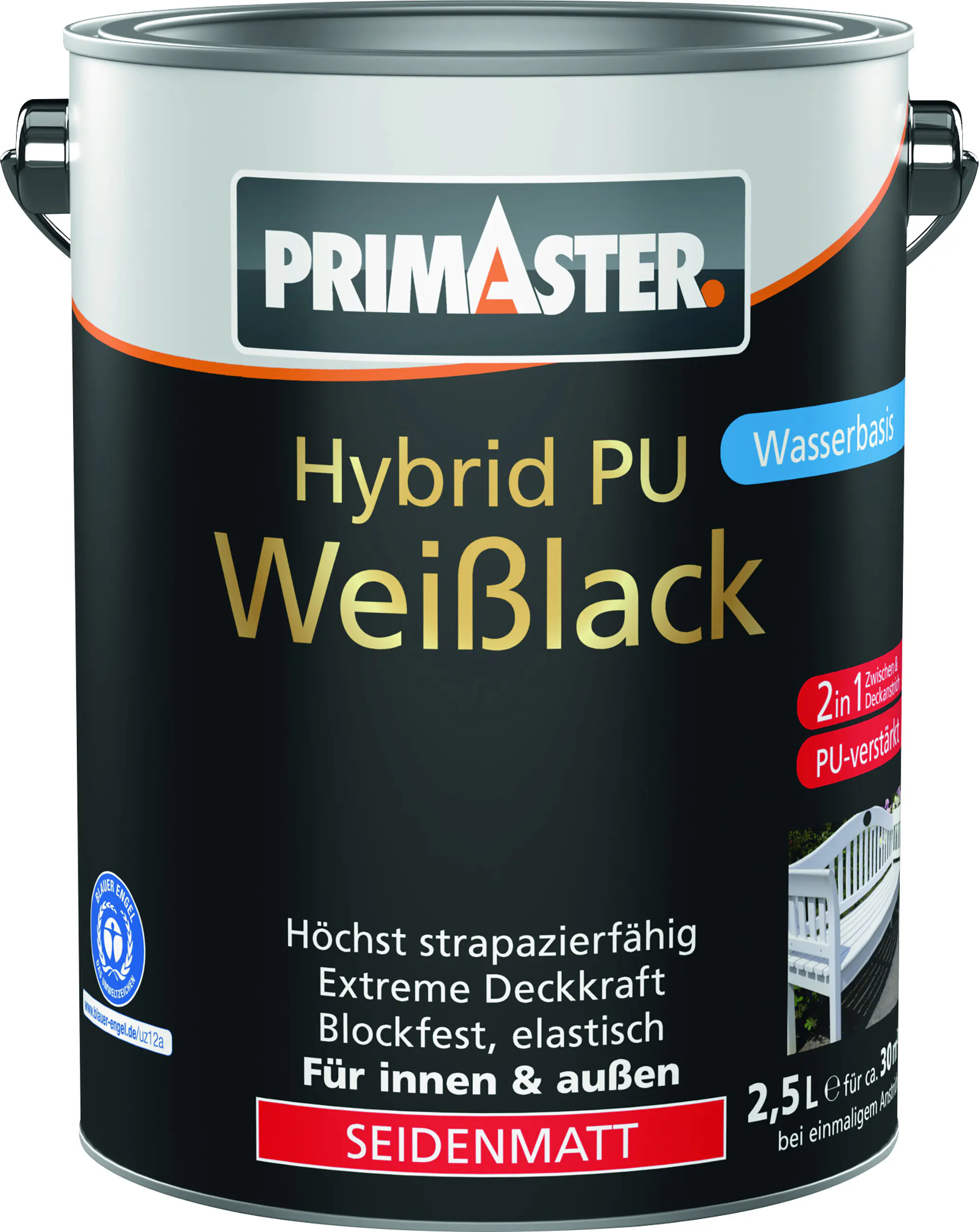 Primaster Hybrid PU-Weißlack weiß seidenmatt 2,5 L Primaster Hybrid PU-Weißlack weiß seidenmatt 2,5 L