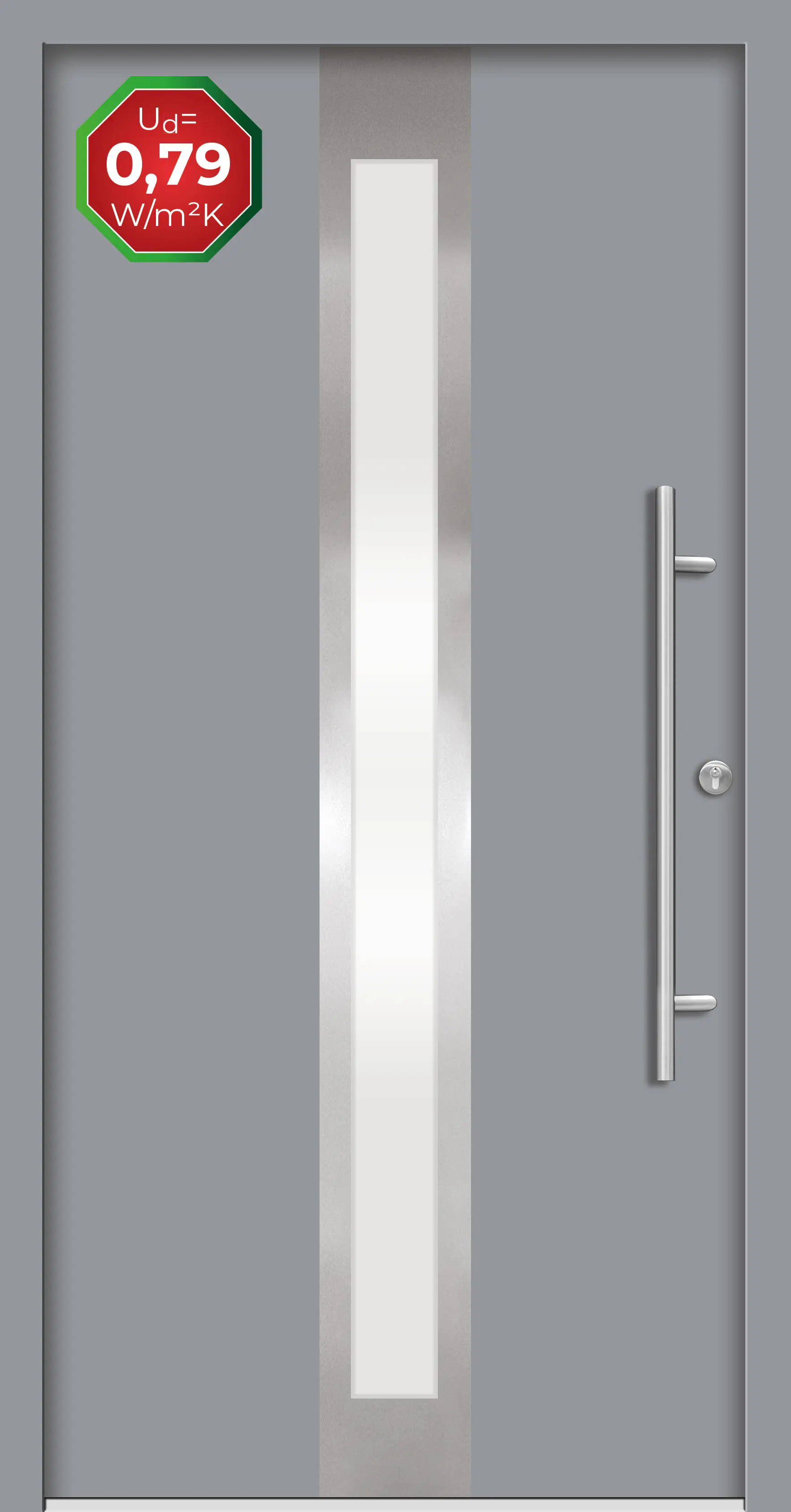 Splendoor Haustür Passivedoor Premium B01 Grau DIN Rechts 110 x 210 cm