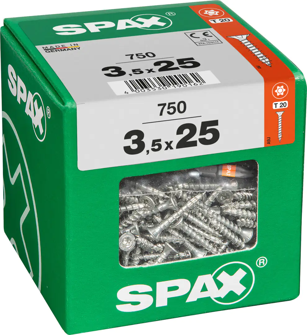 Spax Universalschrauben 3.5 x 25 mm TX 20 - 750 Stk. Spax Universalschrauben 3.5 x 25 mm TX 20 - 750 Stk.