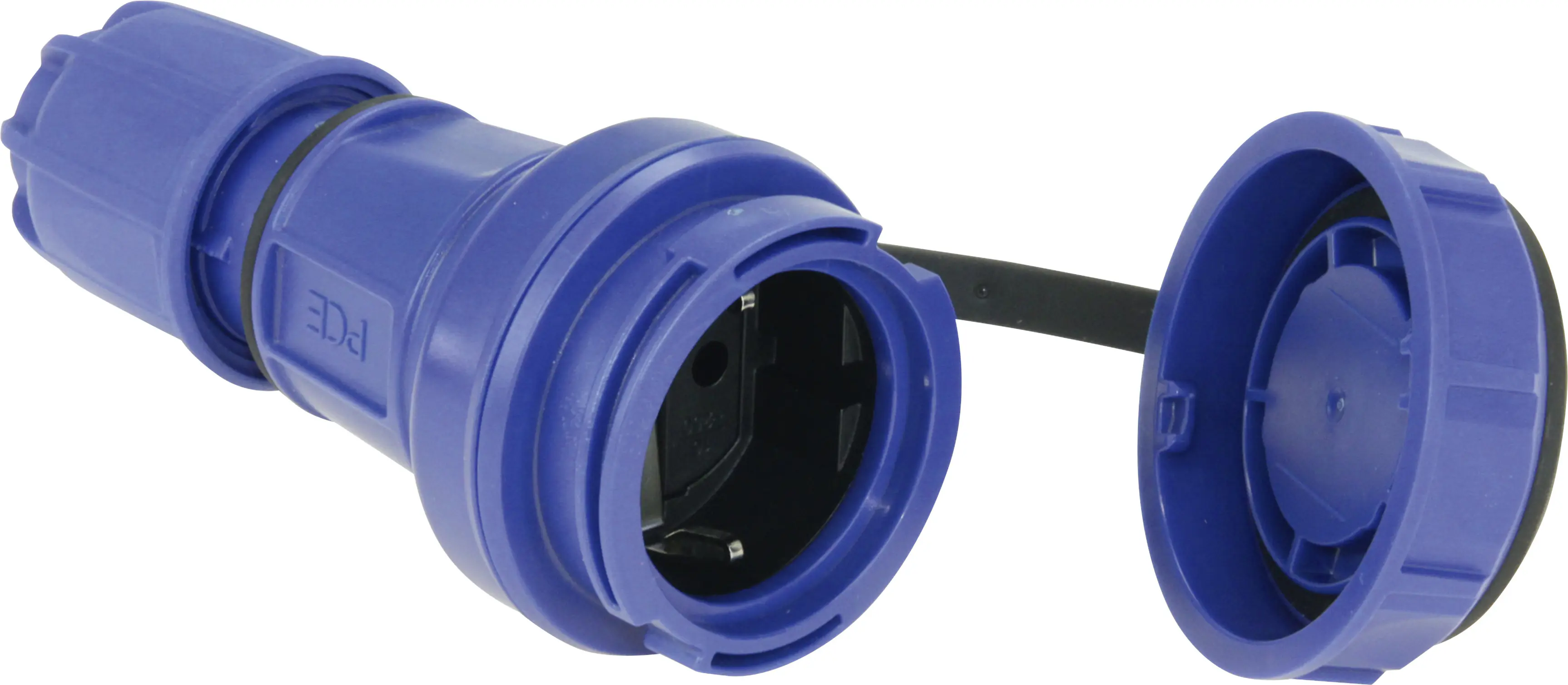 Schutzkontakt-Kupplung druckwasserdicht blau