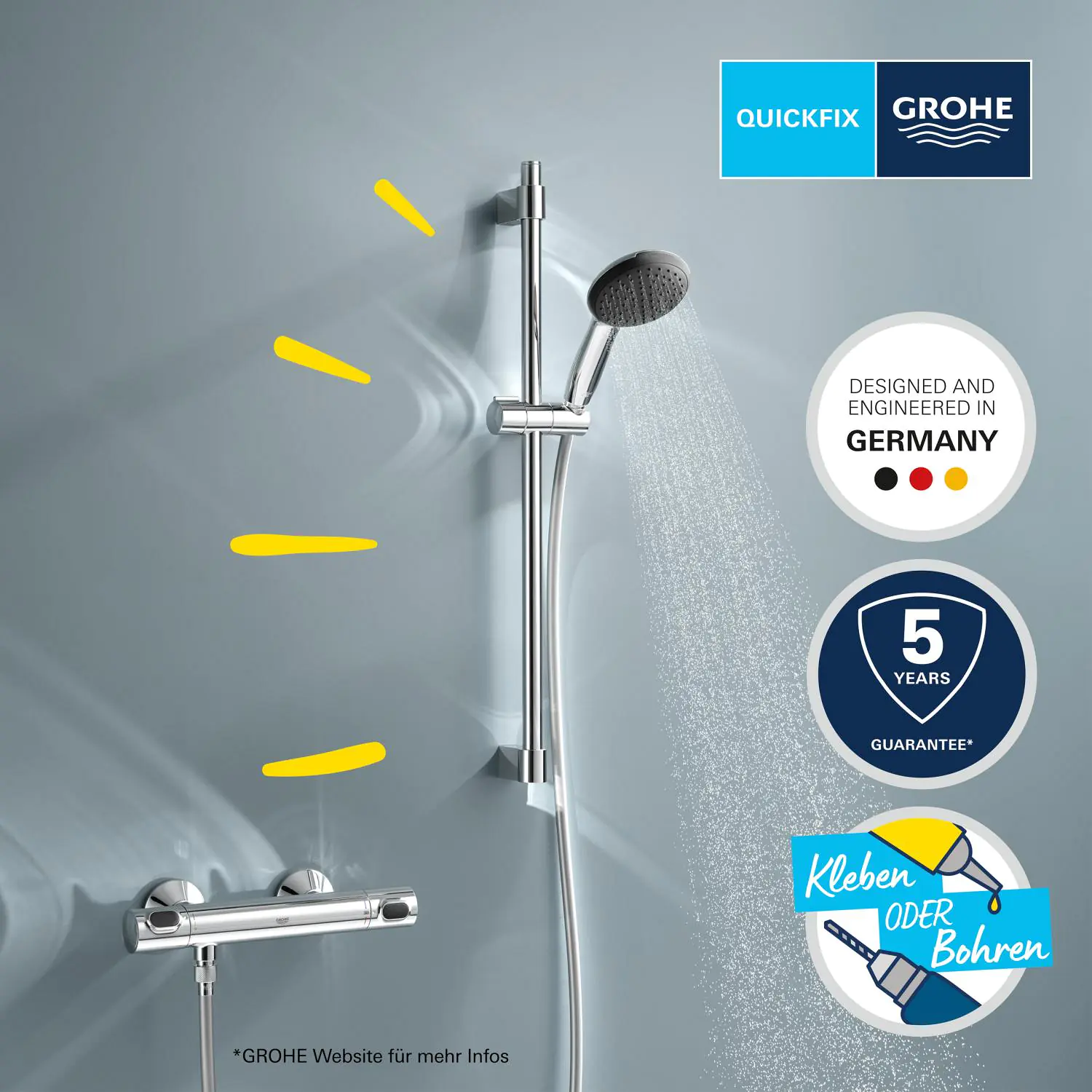 Grohe Precision Flow Thermostatarmatur mit Brausegarnitur chrom 1 Strahlart Grohe Precision Flow Thermostatarmatur mit Brausegarnitur chrom 1 Strahlart